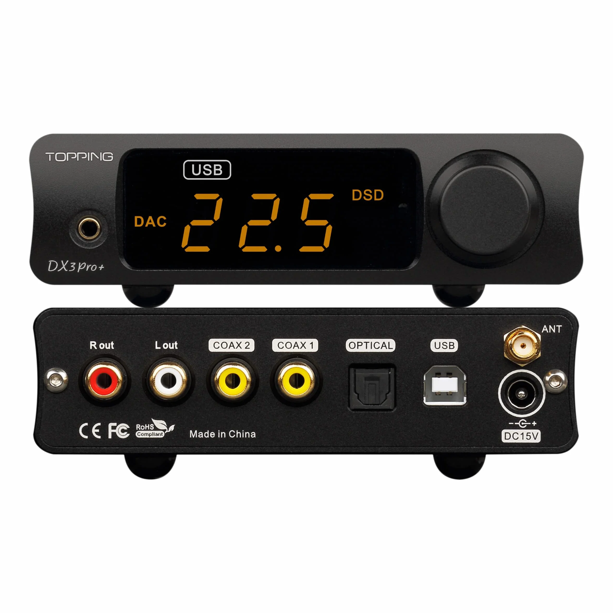 Topping DX3 Pro+ DAC ES9038Q2M NFCA Wzmacniacz słuchawkowy Bluetooth 5.0 (Czarny)