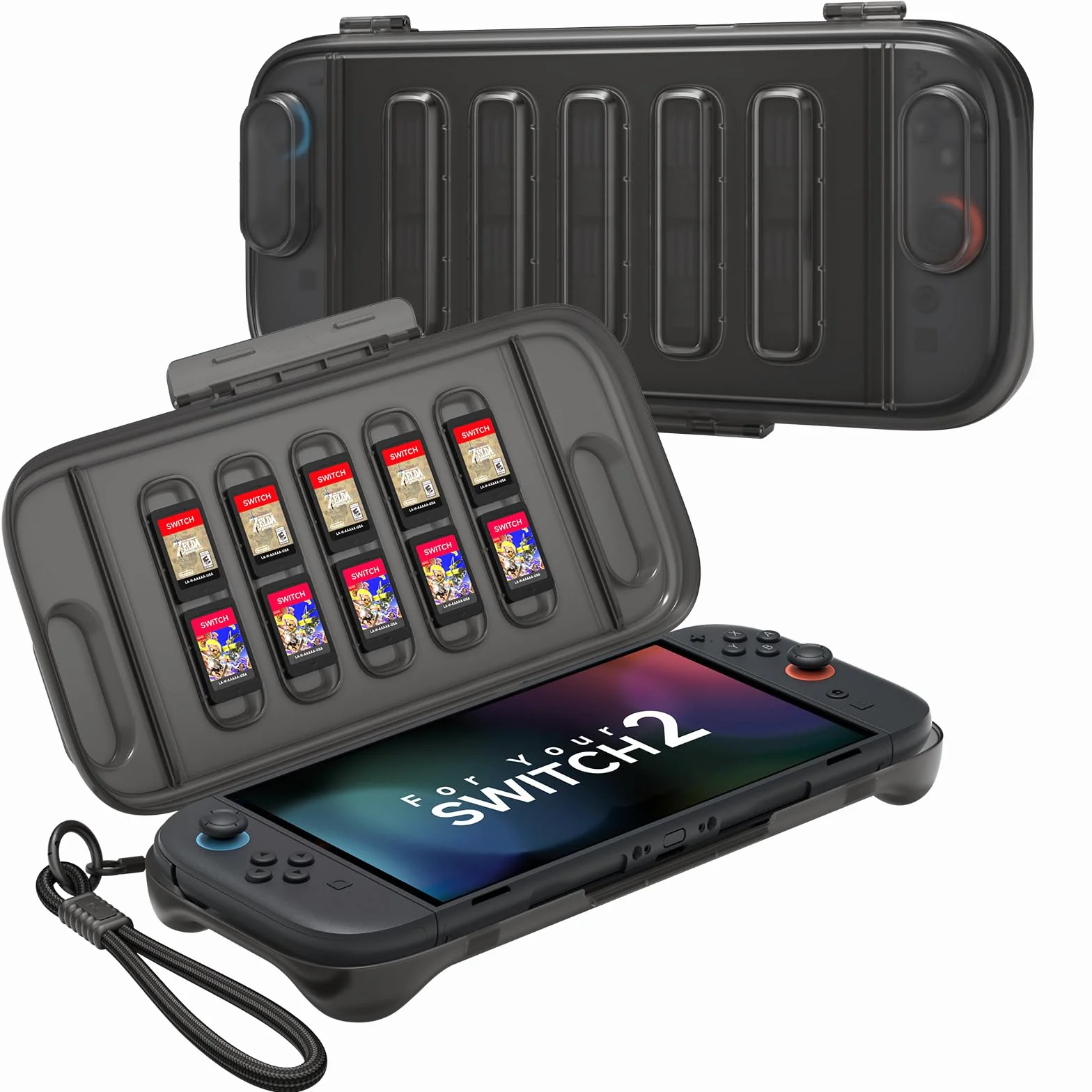 JSAUX Etui ochronne Nintendo Switch 2 (2025) twarde z gniazdem na karty pyłoszczelne czarne