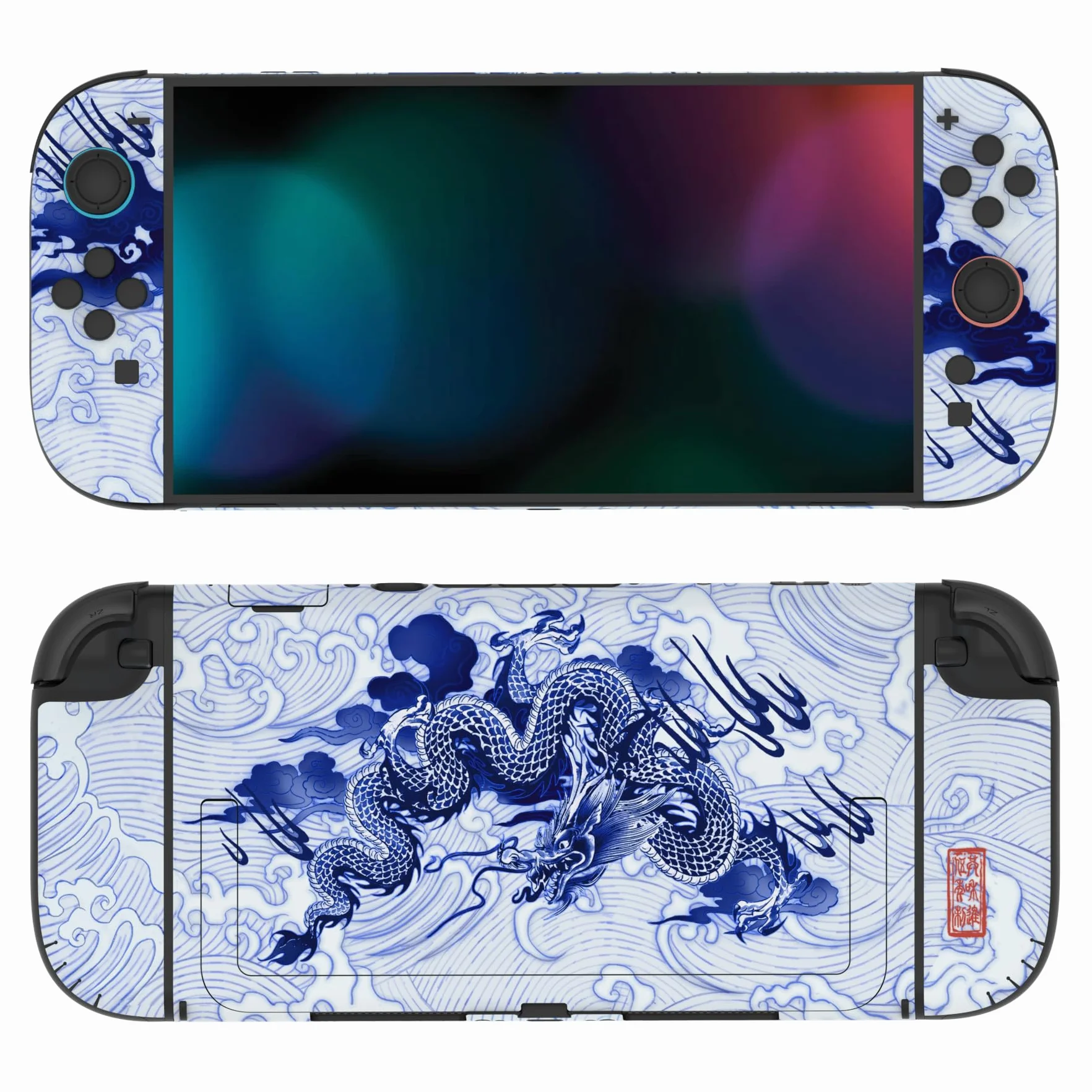 PlayVital Naklejka do Switch 2 Konsolę & Kontroler & Grip i Dock, Folia Ochronna do Switch 2–Porcelana w Stylu Qinghua