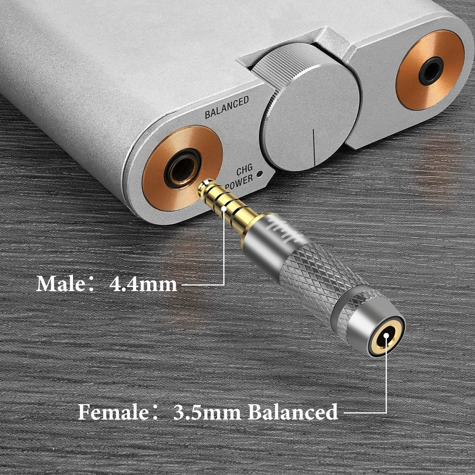 Geekria zbalansowany adapter słuchawkowy 4,4 mm na 3,5 mm, kompatybilny z kablami 3,5 mm (4-biegunowymi) i urządzeniami audio 4,4 mm. Solidna obudowa ze stopu aluminium, pozłacana