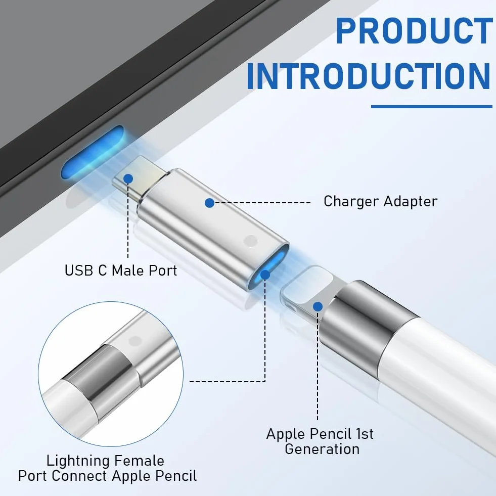 Flintronic Adapter USB-C na Apple Pencil 1. generacji, kompatybilny z iPad 10. generacji