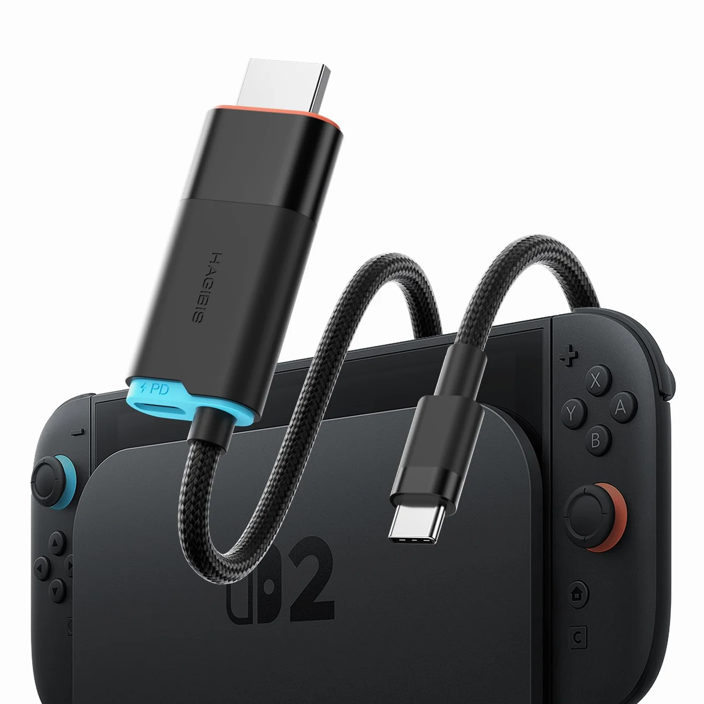 Hagibis Stacja dokująca Switch2 do Nintendo Switch1/2 i Switch OLED, USB C na HDMI z 4K przy 60 Hz, 100 W PD, adapter typu C na HDMI