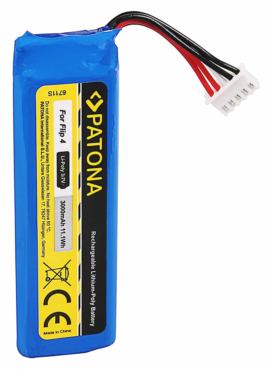 PATONA 6711 zamiennik baterii JBL GSP872693 01 (3000 mAh) - kompatybilny z JBL Flip 4
