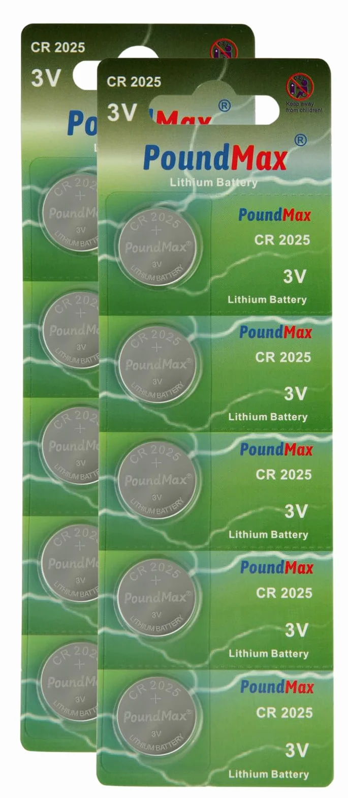10 x 2025 PoundMax ogniwa guzikowe baterie litowe CR2025 zegarek nowy