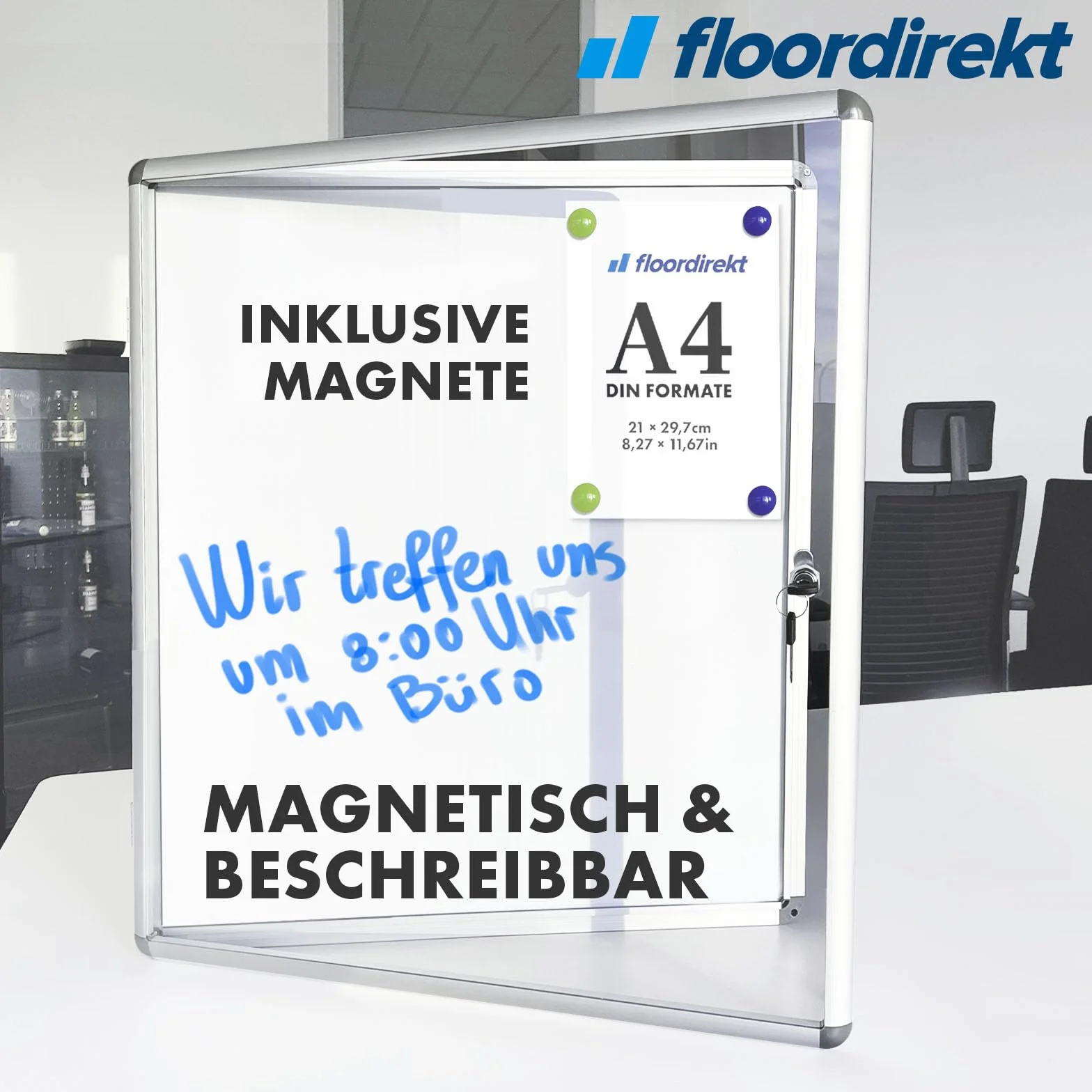 Witryna do wnętrz magnetyczna z aluminium dla 4 x A4