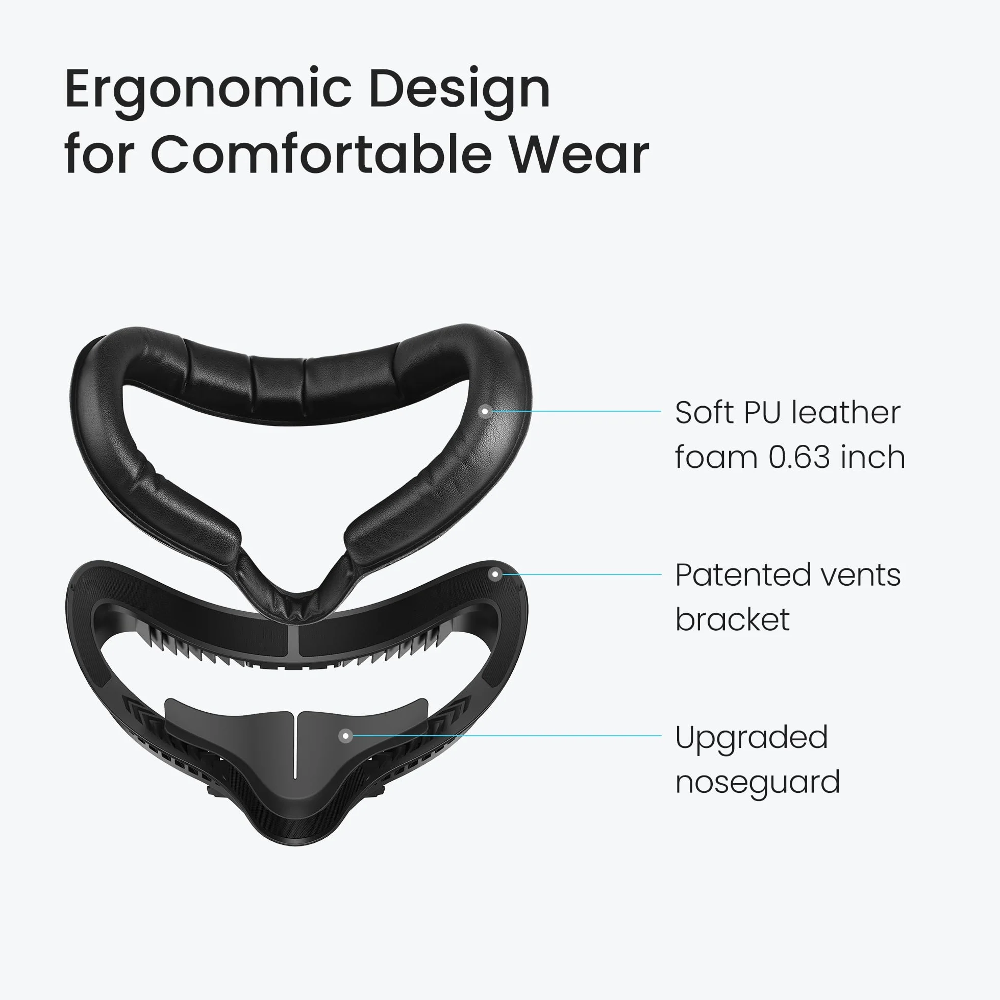 KIWI design Comfort Face Cushion Pad kompatybilny z akcesoriami Quest 2, oddychającym interfejsem do twarzy i przekładką na okulary