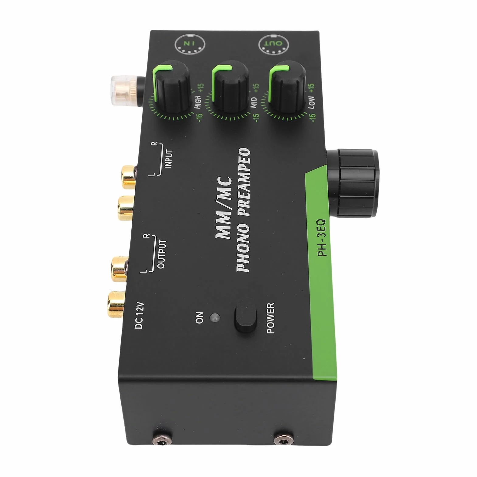 SUNGOOYUE Mm/MC Phono Preamp, Profesjonalny Przedwzmacniacz Mini Stereo Fonografu dla Gramofonu z 5 -pinowymi Wyjściem Wejściowym XLR 3,5 Mm Wyjście do Regulowanej (wtyczka UE)