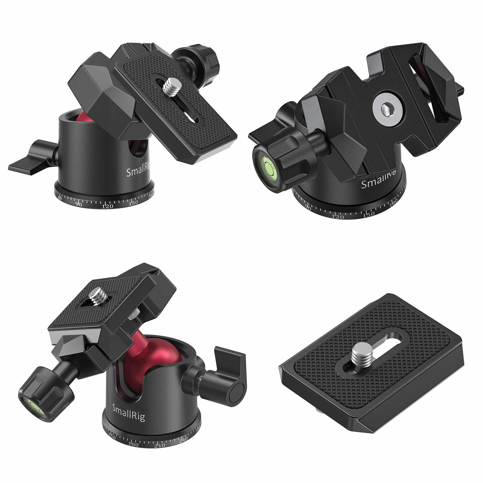 SMALLRIG Mini Ball Head, Tripod Head Camera 360° Panoramic Obrotowa Głowica Kulowa 3/8" z Płytą Szybkośrubową 1/4" Obciążenie Statywu i Kamery, Monopod, dla Gopro, Phone, Max Load 4.4lbs - BUT2665