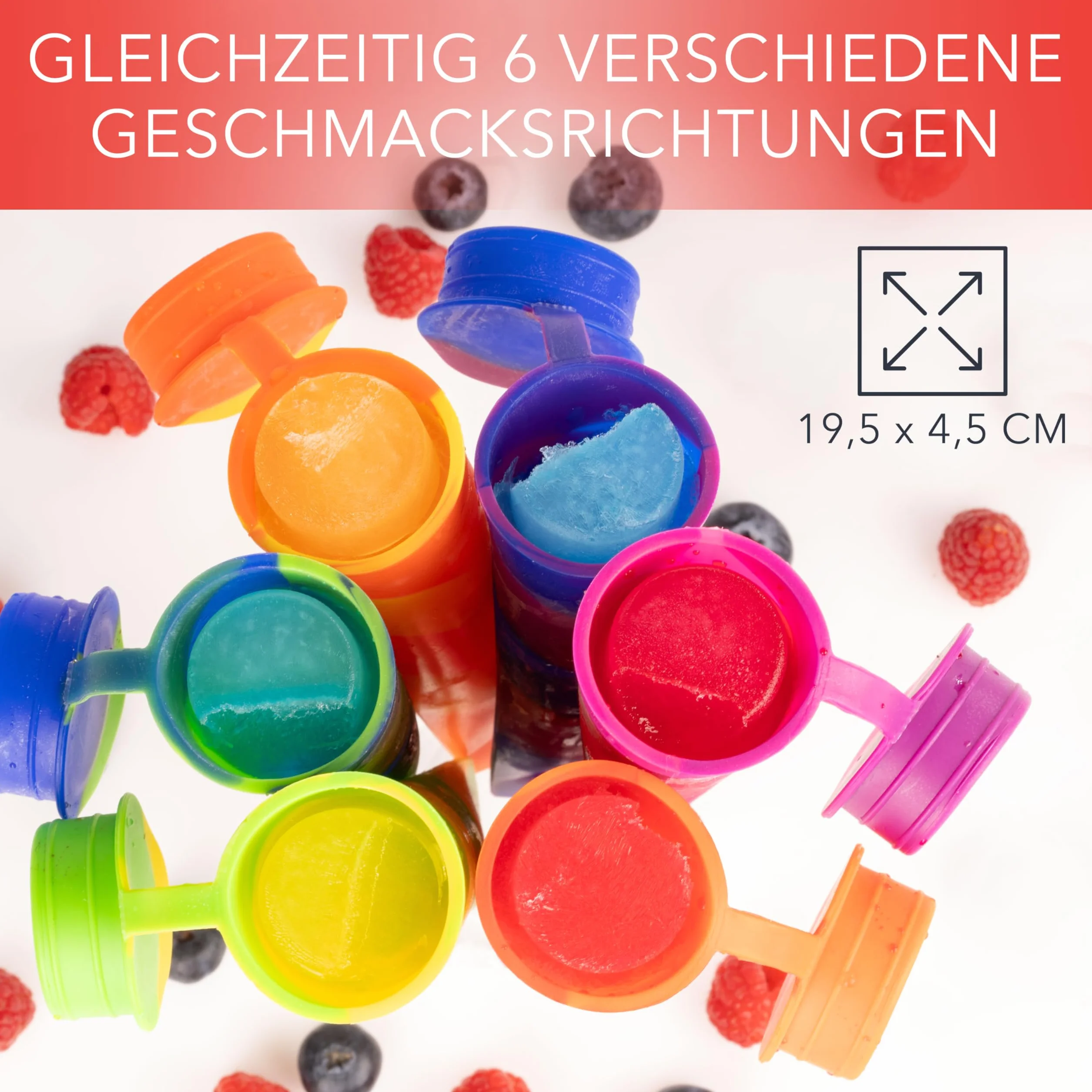 AVANA Wielokrotnego użytku formy do lodów z silikonu (6 sztuk) Formy do lodów na patyku Ice Pop Maker Formy do robienia lodów wodnych BPA Free - Kolorowe