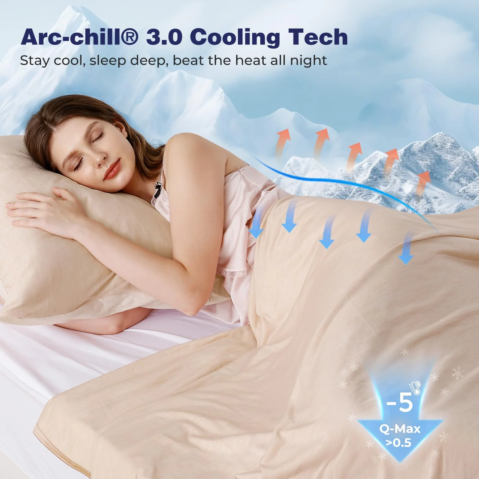 Luxear koc chłodzący Arc-Chill 150x200 cm beżowy
