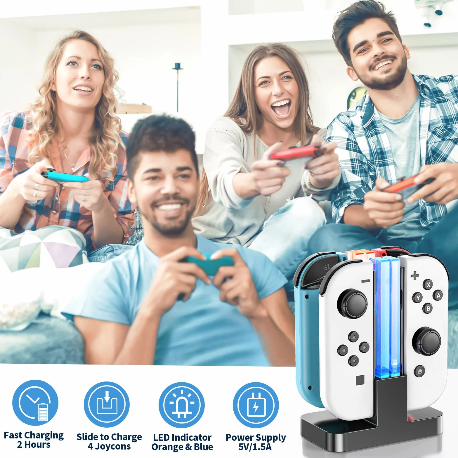 Stacja ładująca kontrolera do Nintendo Switch i OLED, 2-godzinna ładowarka Joy Con z wyświetlaczem LED, stojak
