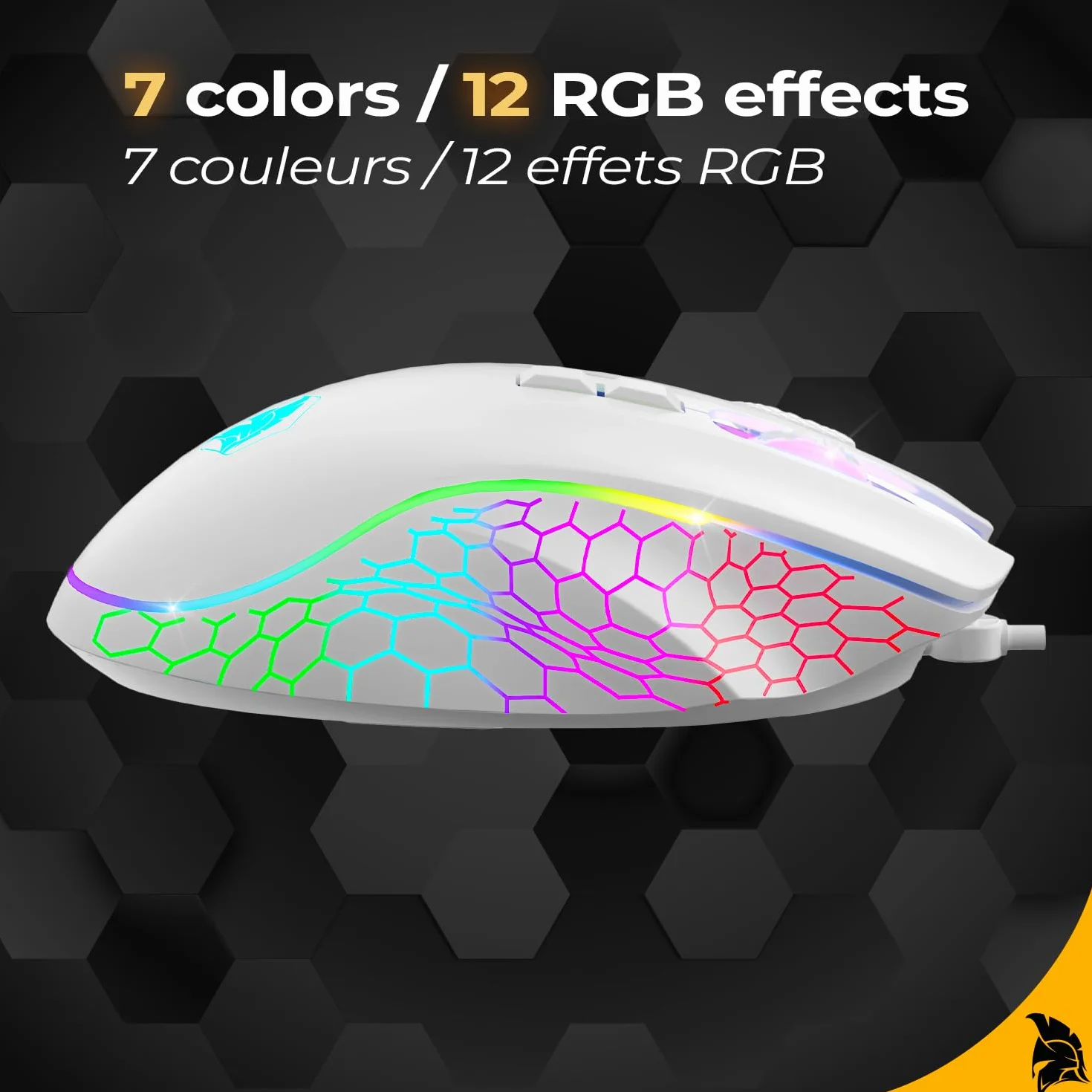 EMPIRE GAMING - 2025 Nowość - W905 Przewodowa Mysz Gamingowa - 12800 DPI 1000Hz - RGB - PS4, PS5, XboxOne/Series, PC i Mac - Oprogramowanie w Zestawie - 8 Programowalnych Przyciski (Biały)