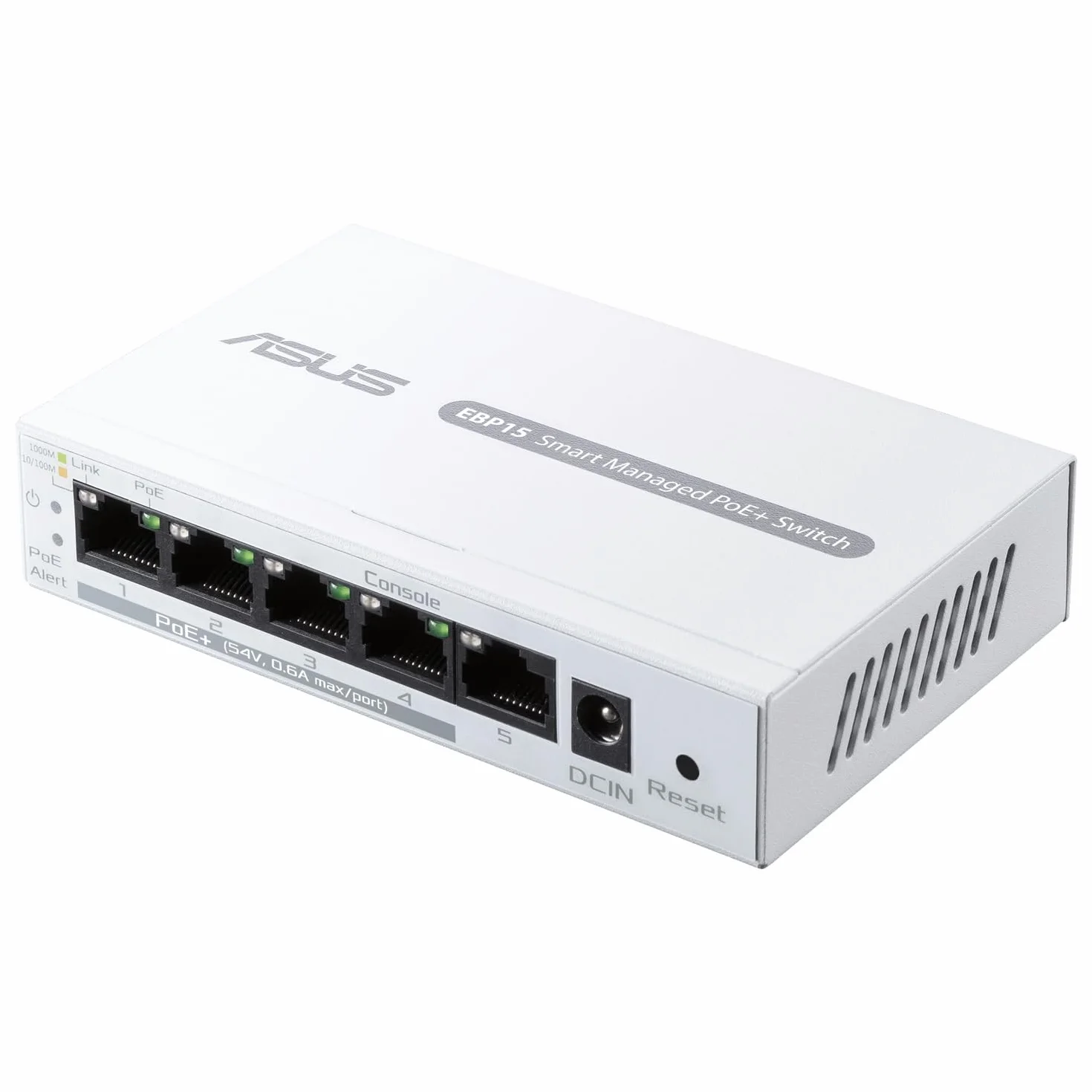 ASUS ExpertWifi EBP15 przełącznik PoE+ do zarządzania 5 portami GbE, 4 porty poe, 60 W, obsługuje punkty dostępowe i kamery IP