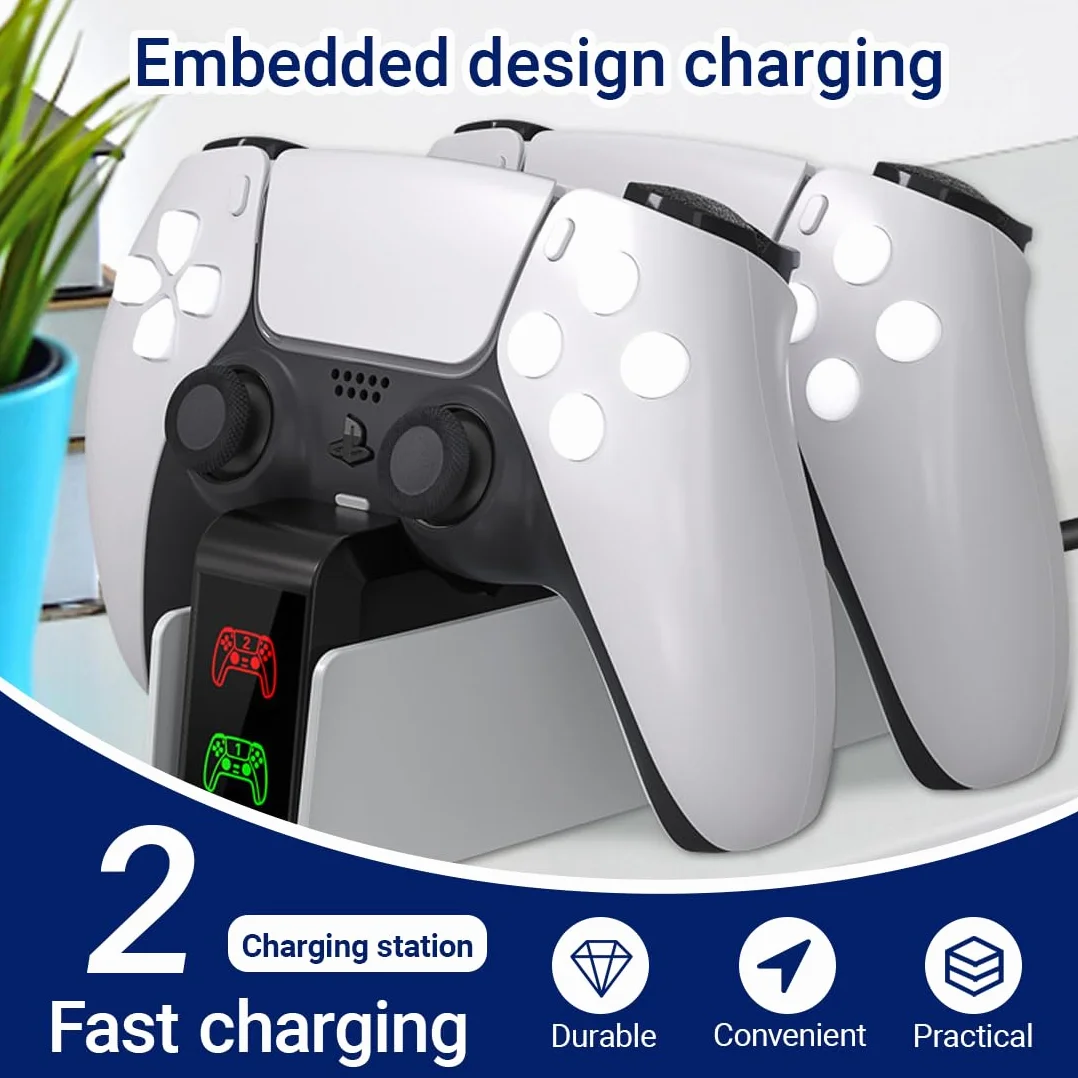 PlayStation 5 Bezprzewodowa stacja ładująca do kontrolera PS5 ze wskaźnikiem ładowania, podwójna stacja ładująca Touch-Pop Quick Charge