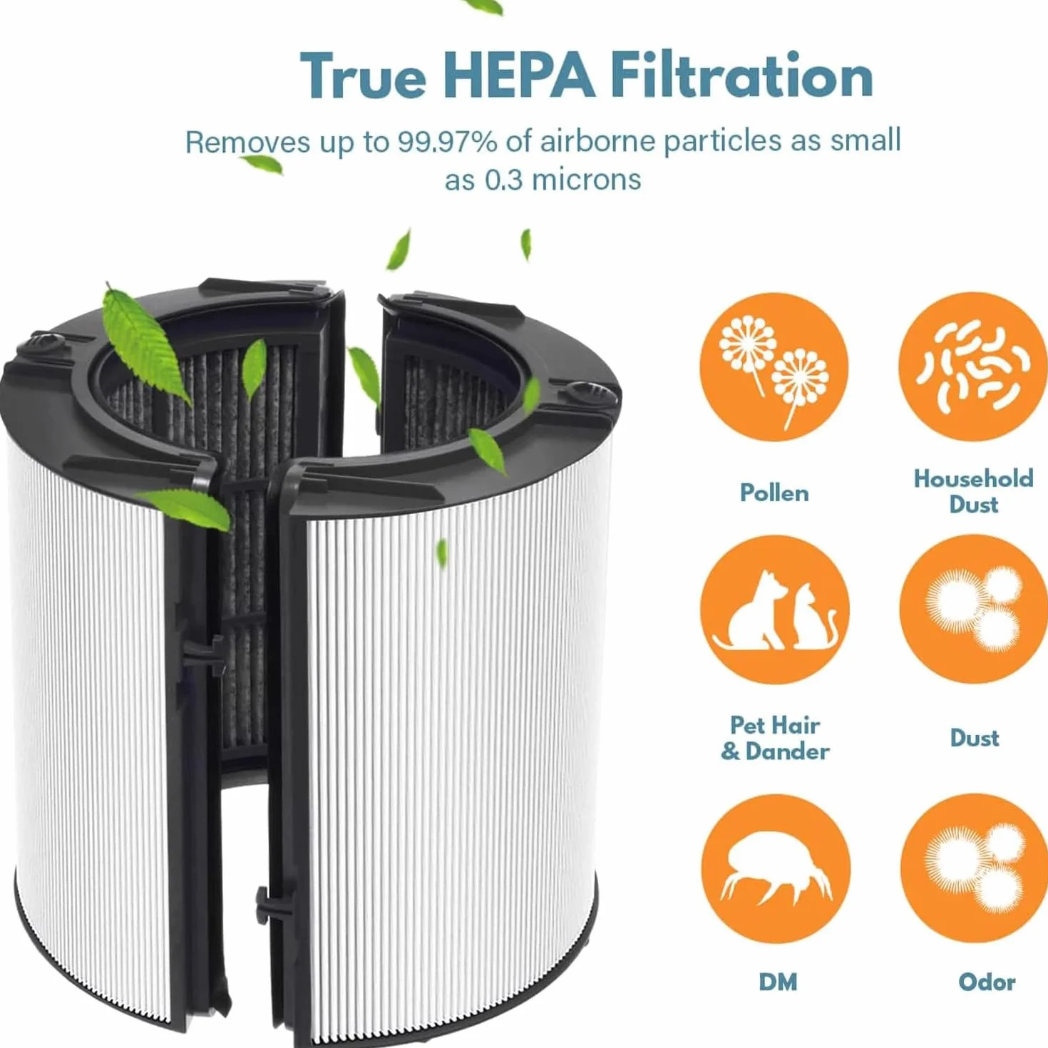 2-w-1 Filtr HEPA + Węglowy Filtr Zapasowy Kompatybilny z Oczyszczaczem Powietrza Dyson HP04 TP04 DP04 PH04 HP09 TP09 HP07 TP07 PH03 PH01, Filtr HEPA Klasy H13 Oczyszczacz Powietrza