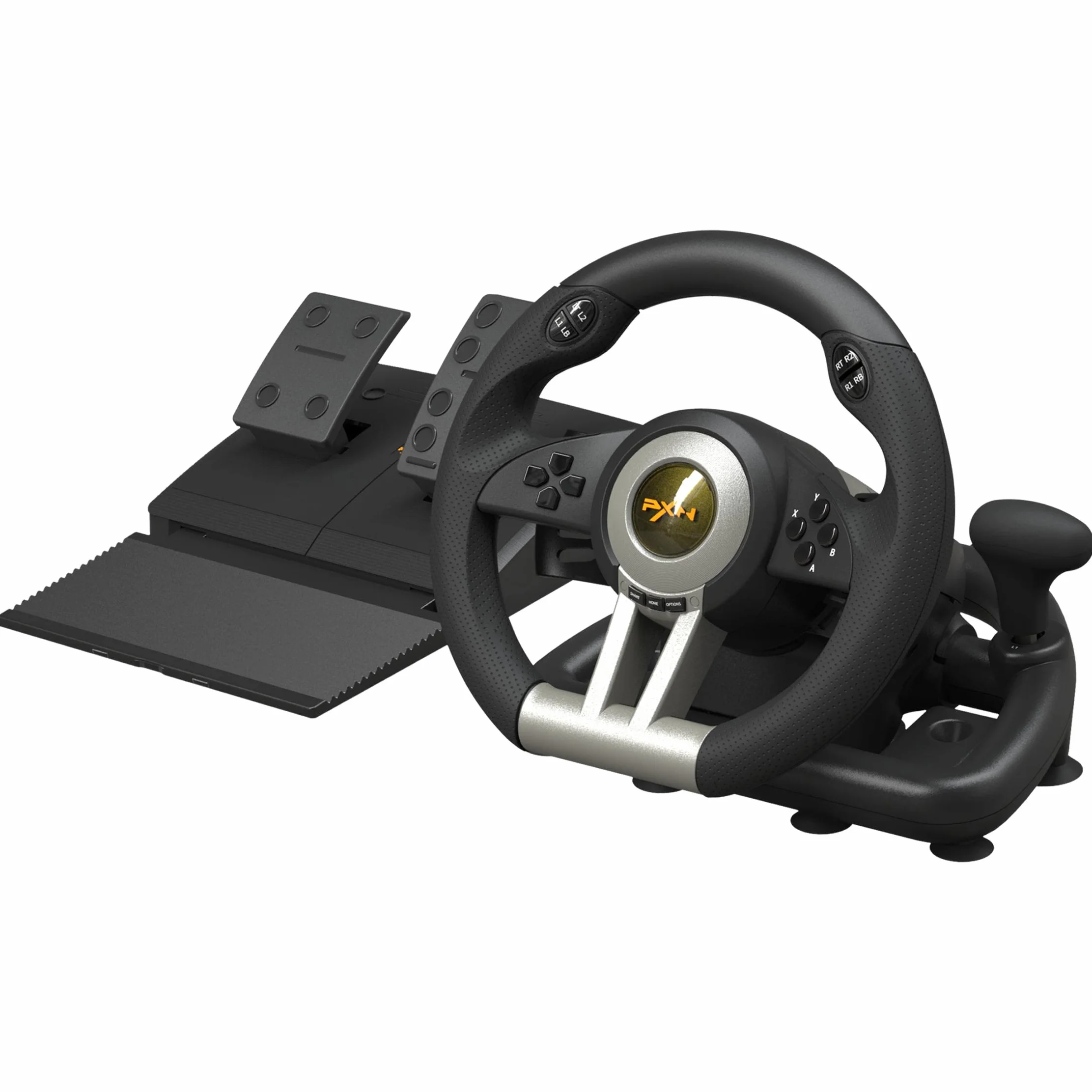 PXN V3 Pro Kierownica Gamingowa z Pedałami, Wibracyjne Sprzężenie Zwrotne Kierownica Wyścigowa 180° dla PC, PS3, PS4, Xbox One, Xbox Series X&S i Nintendo Switch -Czarny