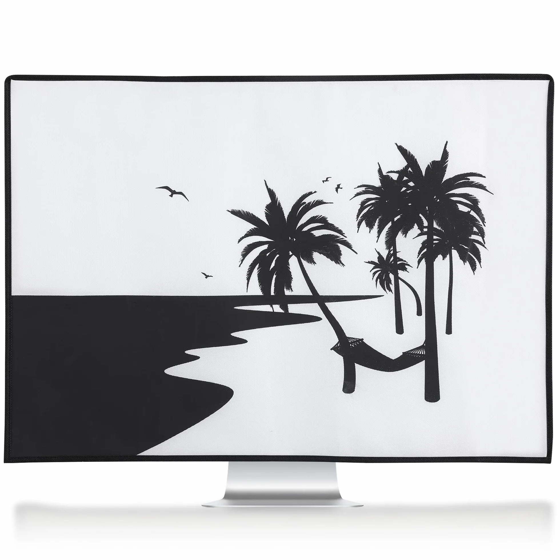 kwmobile Pokrowiec na monitor komputerowy, kompatybilny z monitorem 68.6-71.1 cm, relaks w hamaku, czarny/biały