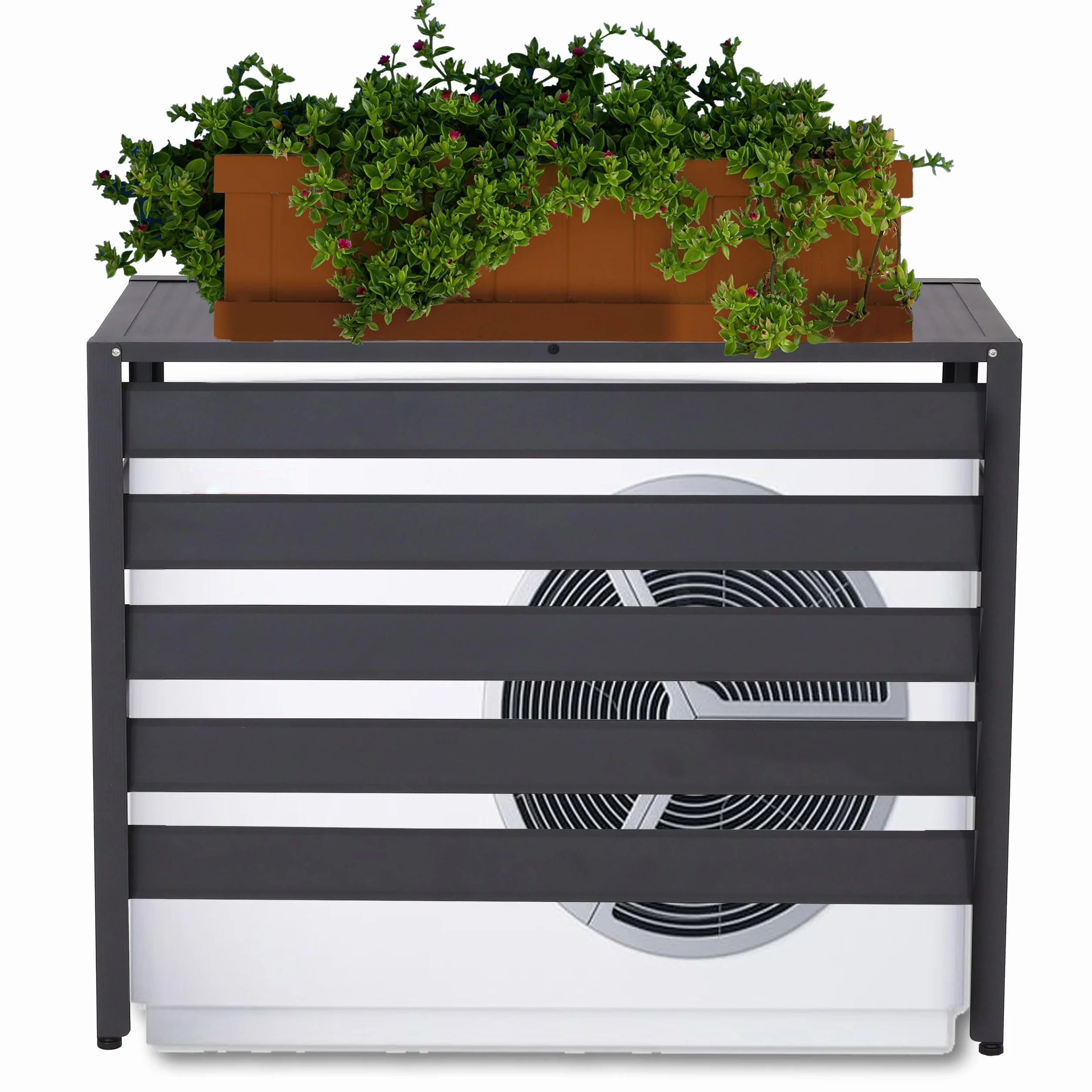 Mendler Aluminiowa osłona do klimatyzacji/pompy ciepła HWC-K59, osłona kratka ochronna, regał na rośliny, metal, 73 x 90 x 38 cm, kolor szary