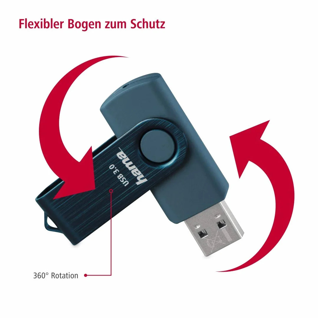 Hama pendrive dysk USB A 3.0 (64 GB, 64GB, pamięć flash, 70 MB/s, metalowy, przenośny, zewnętrzny) niebieski