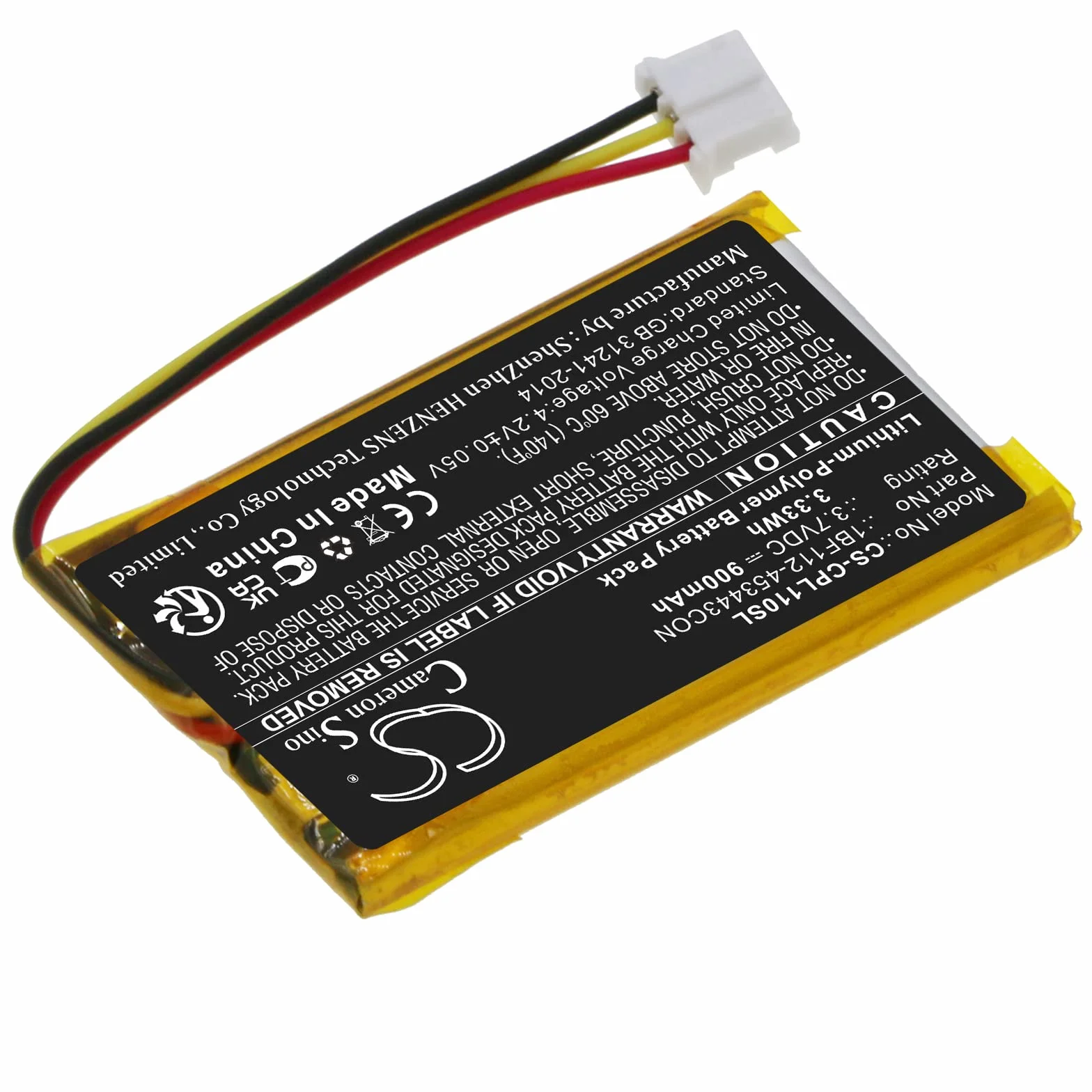 Cameron Sino Battery for CalAmp LMU-1100, LMU-1200, LMU-2600, LMU-2630, LMU-2700, LMU-4200, LMU-4500, LMU-500 PN:CalAmp 1BF12-45344 3 CON 900 mAh / 3,33 Wh