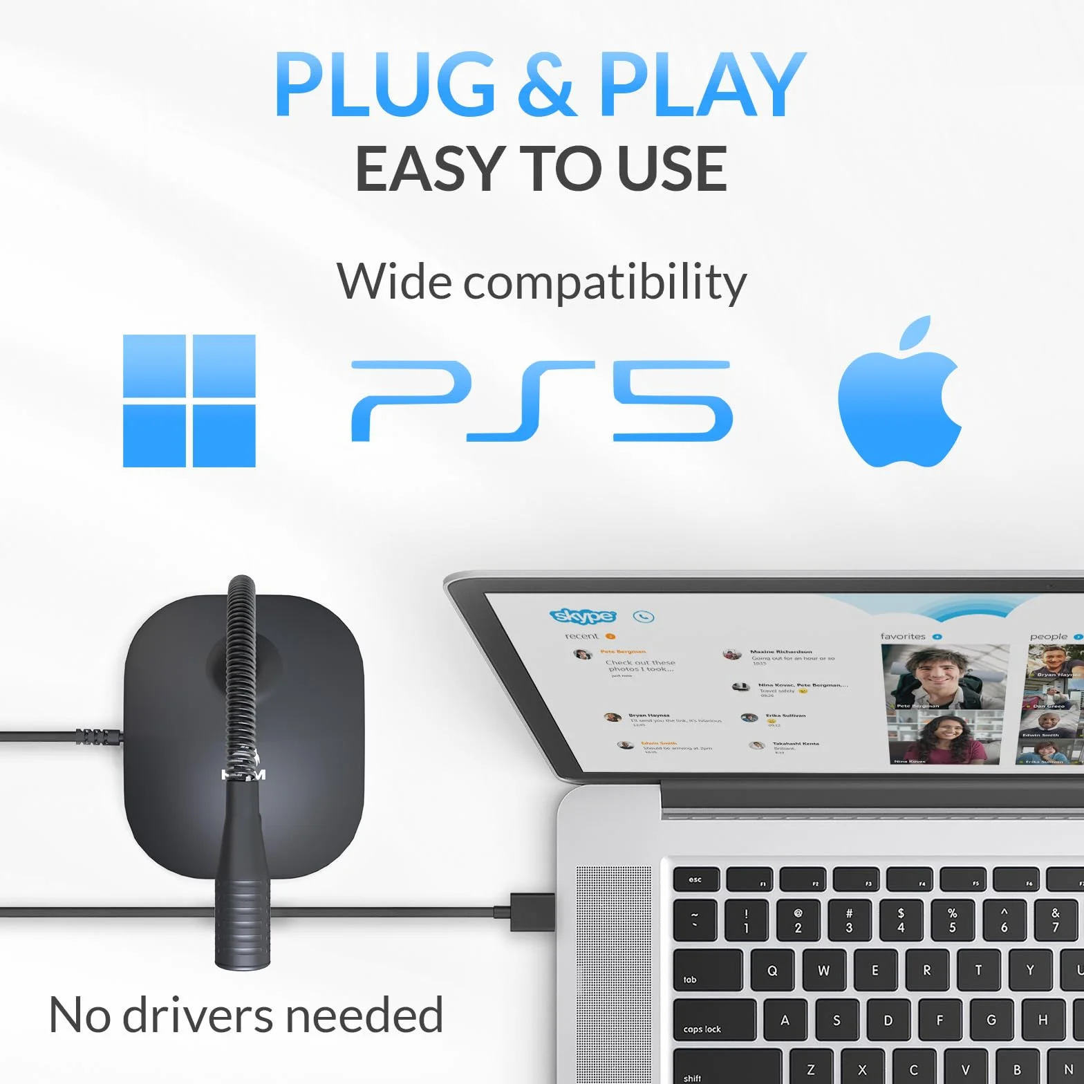 KLIM Talk USB – mikrofon stojący do komputera PC i Mac – kompatybilny z każdym komputerem – profesjonalny mikrofon USB, High Definition Audio USB 2024, czarny