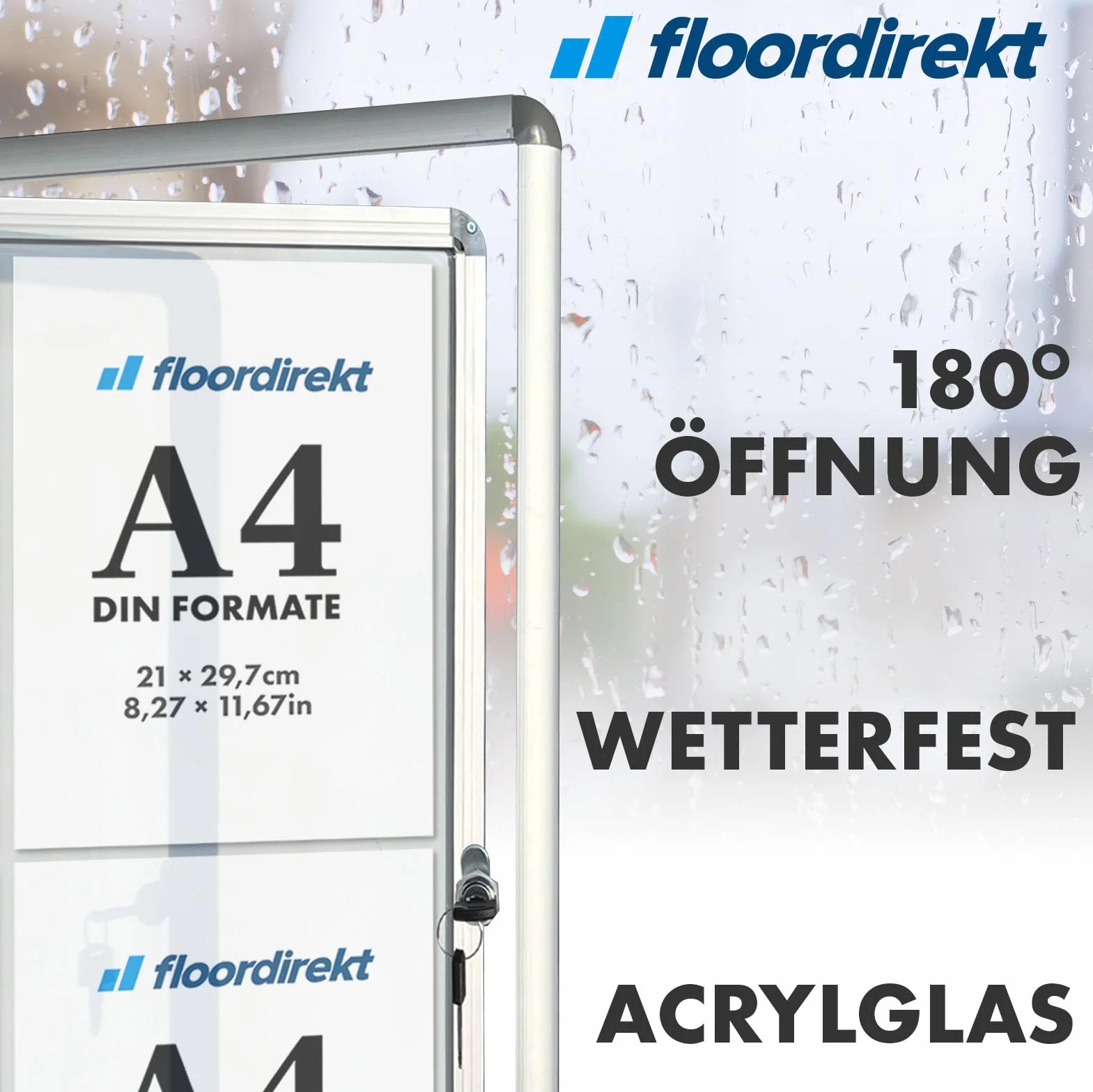 Witryna do wnętrz magnetyczna z aluminium dla 4 x A4