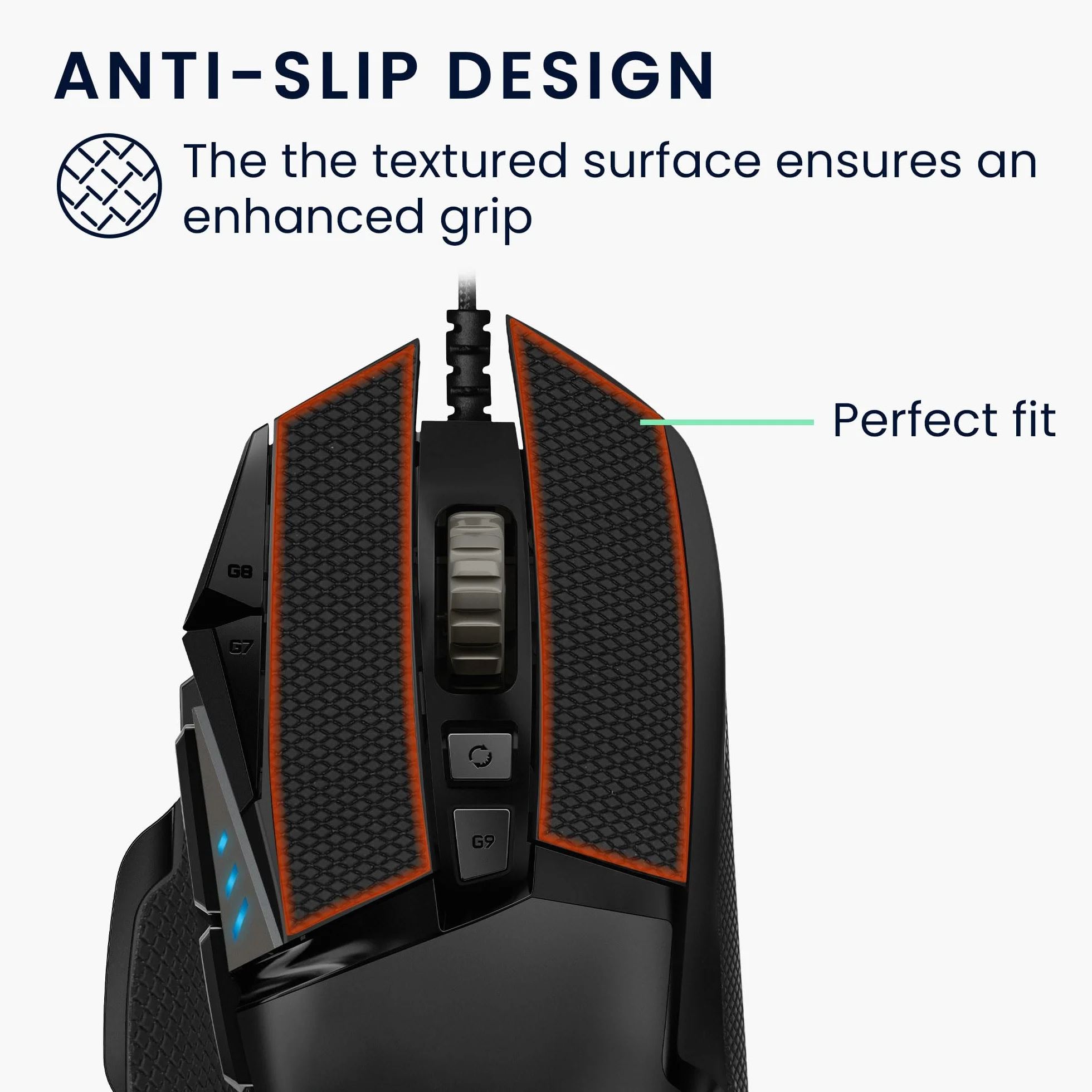 kwmobile Taśma chwytna na mysz kompatybilna z Logitech G502 Grip Tape - antypoślizgowa sztuczna skóra - czarna