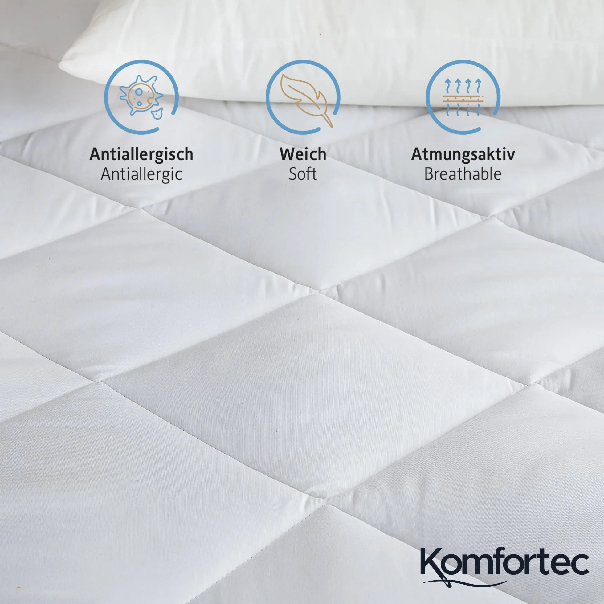 Komfortec Miękka nakładka na materac 200 x 200 cm oddychająca ochrona dla alergików Oeko-Tex Soft-Touch