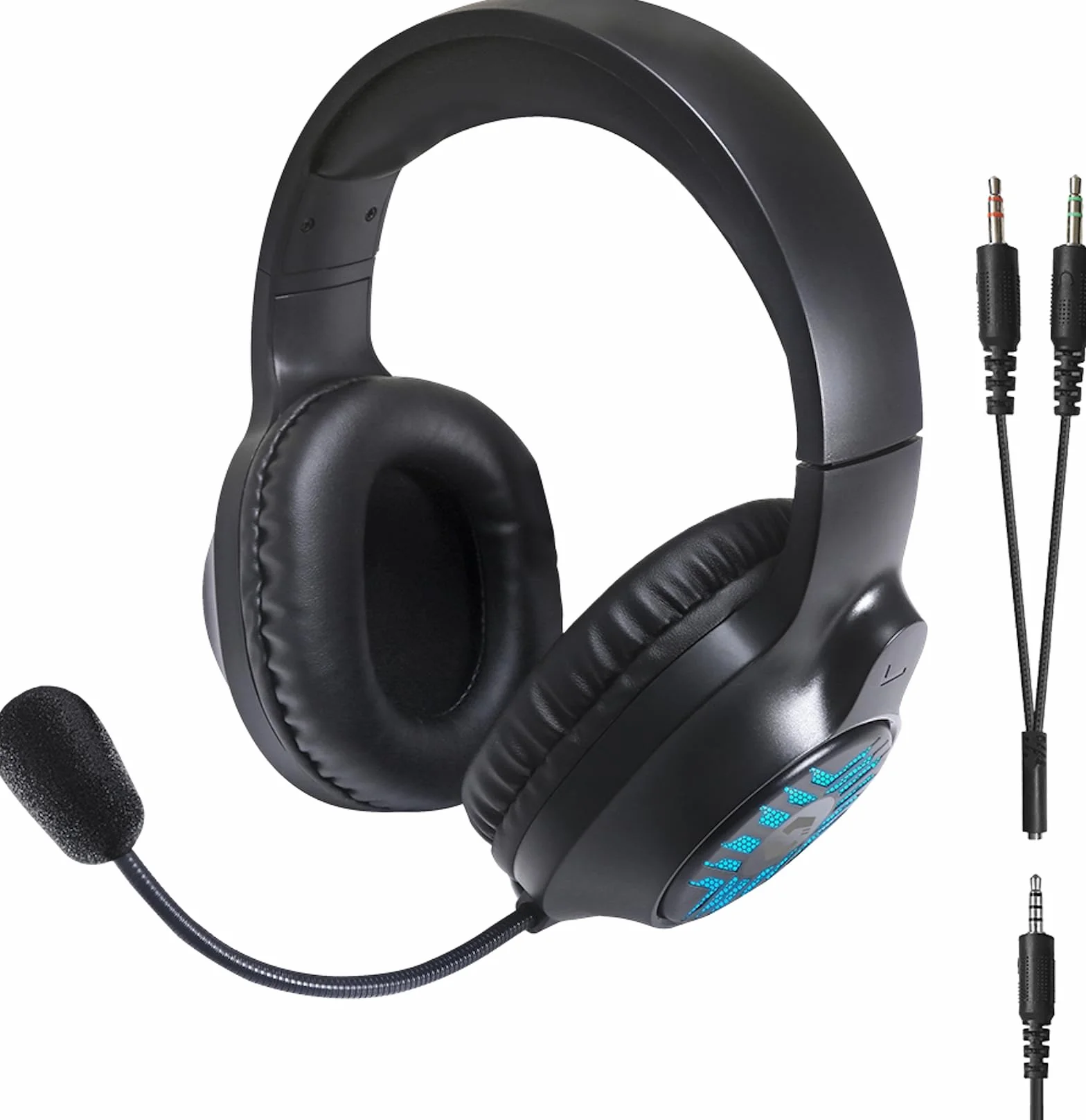 Speedlink TYRON - Zestaw słuchawkowy do gier RGB z mikrofonem do komputera PC PS4/PS5/Xbox Series X/S/Switch, oświetlenie RGB, z kablem jack 3,5 mm, adapter Y, czarny