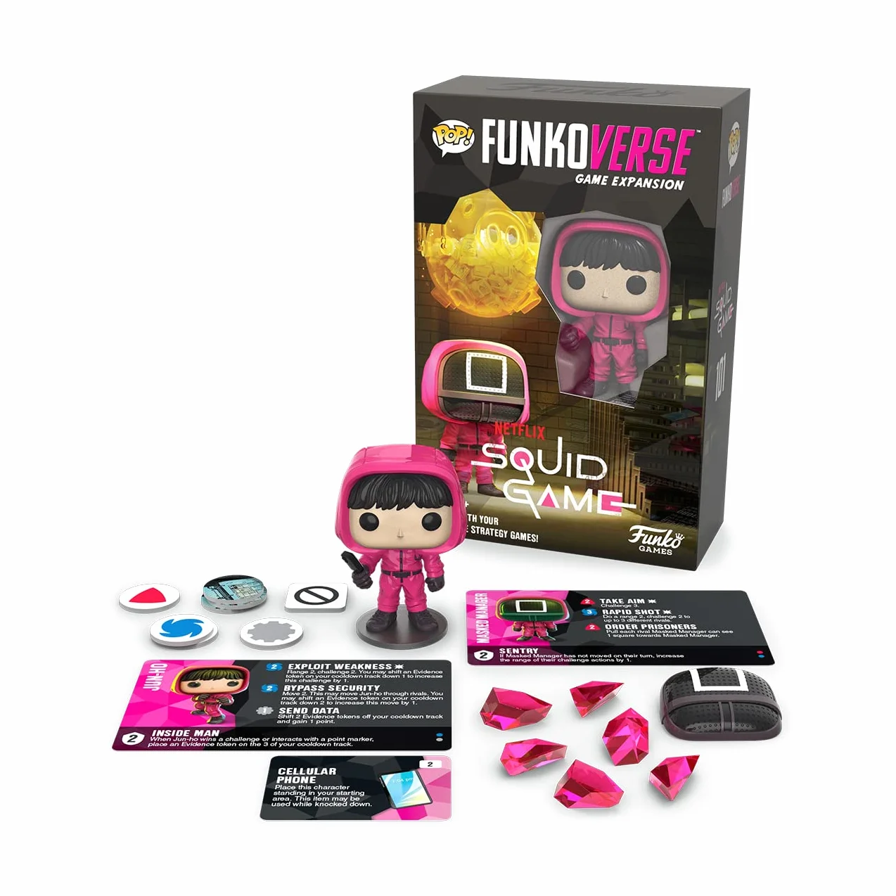 Funko Games Funkoverse: Squid Game 1-pak - lekka strategiczna gra planszowa dla dzieci i dorosłych (wiek 10+) - 2-4 graczy - kolekcjonerska figurka winylowa - pomysł na prezent