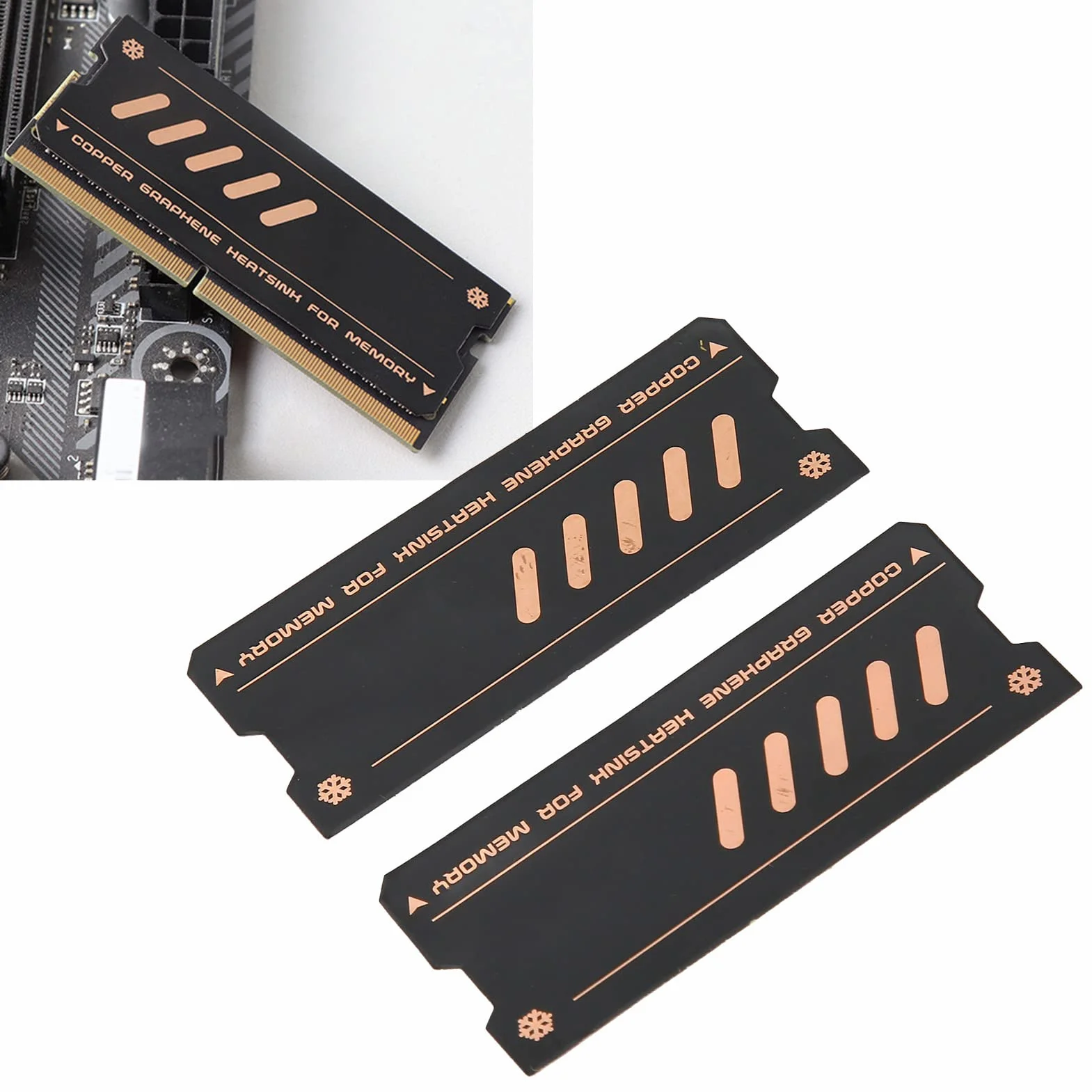 Chłodnica Pamięci RAM, Powłoka Grafenowa Czysta miedź Chłodzenie Radiatora Pamięci do Laptopa Pamięć RAM DDR5 DDR4, Nadaje się do Gniazda M.2
