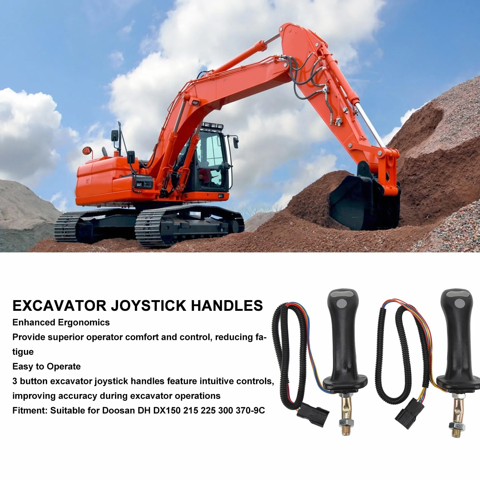2 szt. Przycisk Uchwyt do Koparki Joystick 3 Przycisk do Koparki Uchwyty Typu Joystick 6 Pin Stop Aluminium do Doosan DH DX150 215 225 300 370-9C