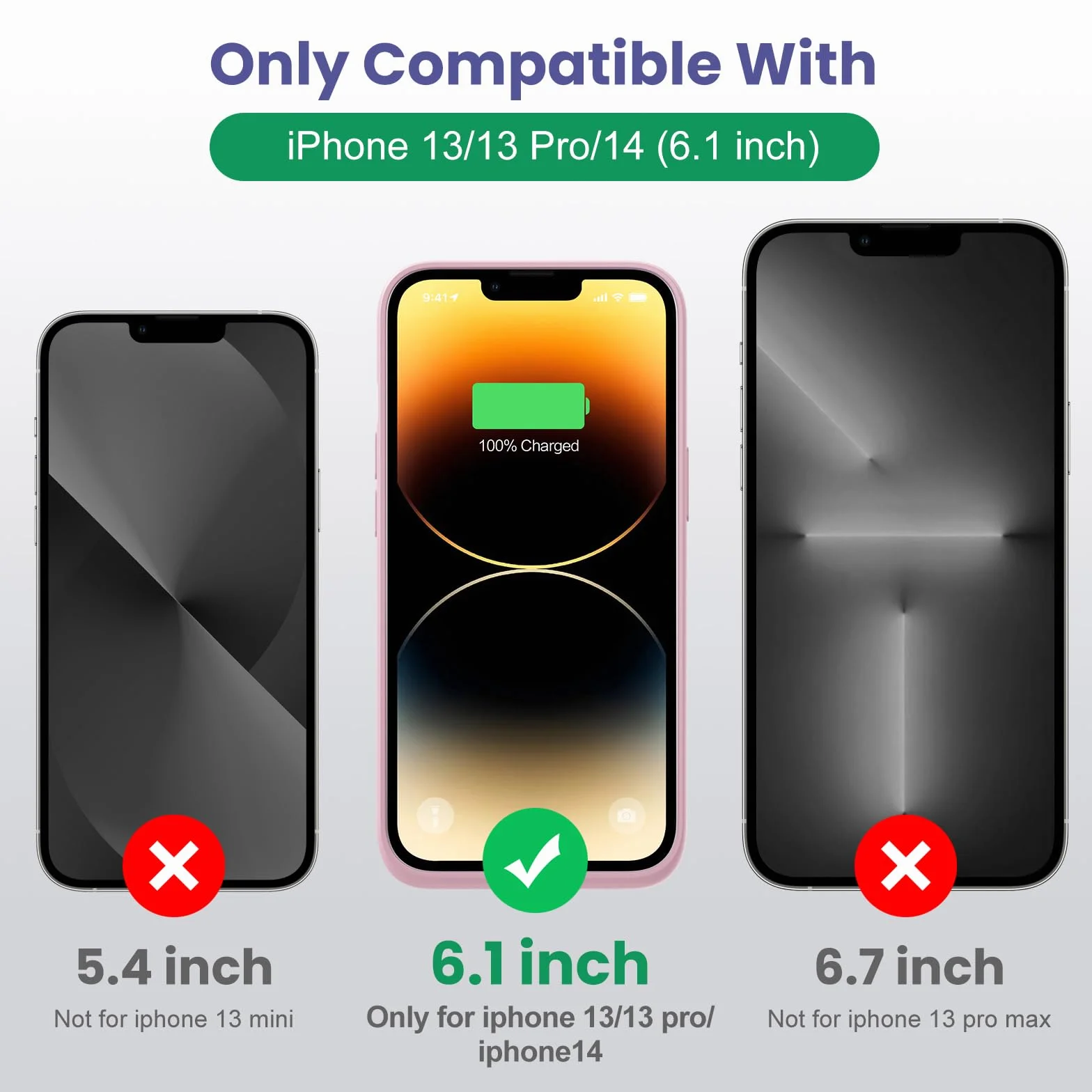 Etui na Baterię do iPhone 14/13 Pro/13 [7500 mAh] z Folią Ochronną, Przenośna Ładowarka, Wydajna Ładowarka, Różowe