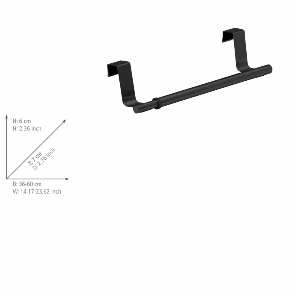 WENKO Wieszak na ręczniki teleskopowy 60 cm stal nierdzewna czarny