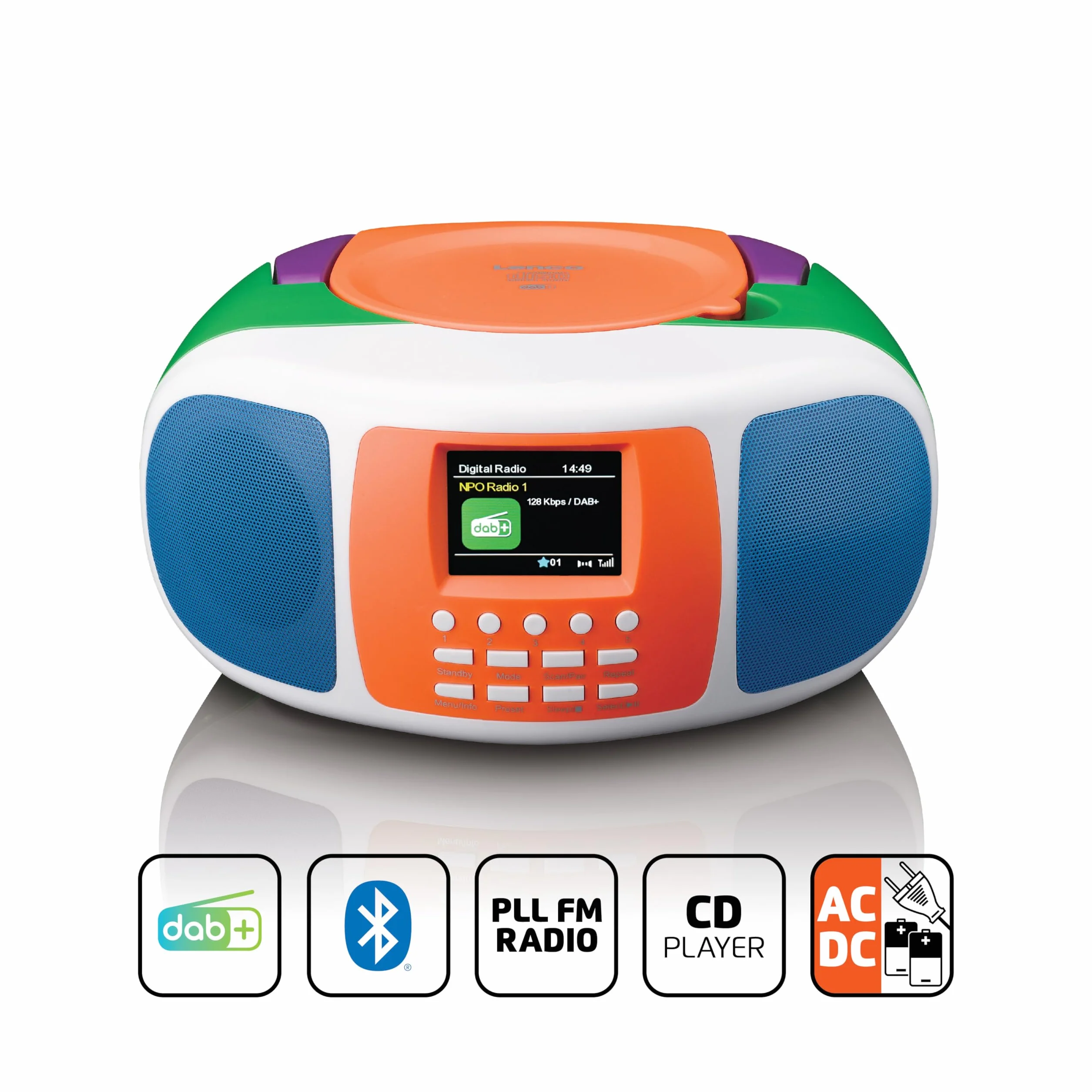 Lenco SCD-861KIDS – przenośne radio DAB+/FM dla dzieci z Bluetooth® 5.3, odtwarzacz CD, dźwięk stereo, kolorowy wyświetlacz, funkcja budzika, zasilanie bateryjne i sieciowe, wejście AUX i słuchawki