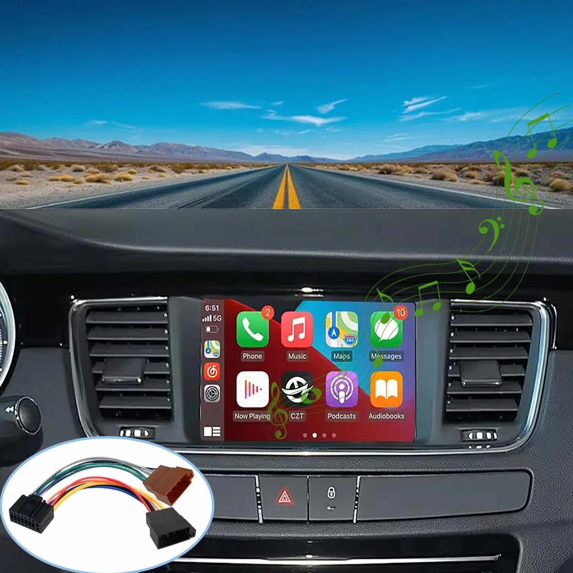 Xiatiaosann 16-pinowe złącze wiązki przewodów ISO radio samochodowe stereo 16-pinowy adapter ISO, złącze wiązki przewodów stereo, do większości modeli pojazdów samochodowych audio