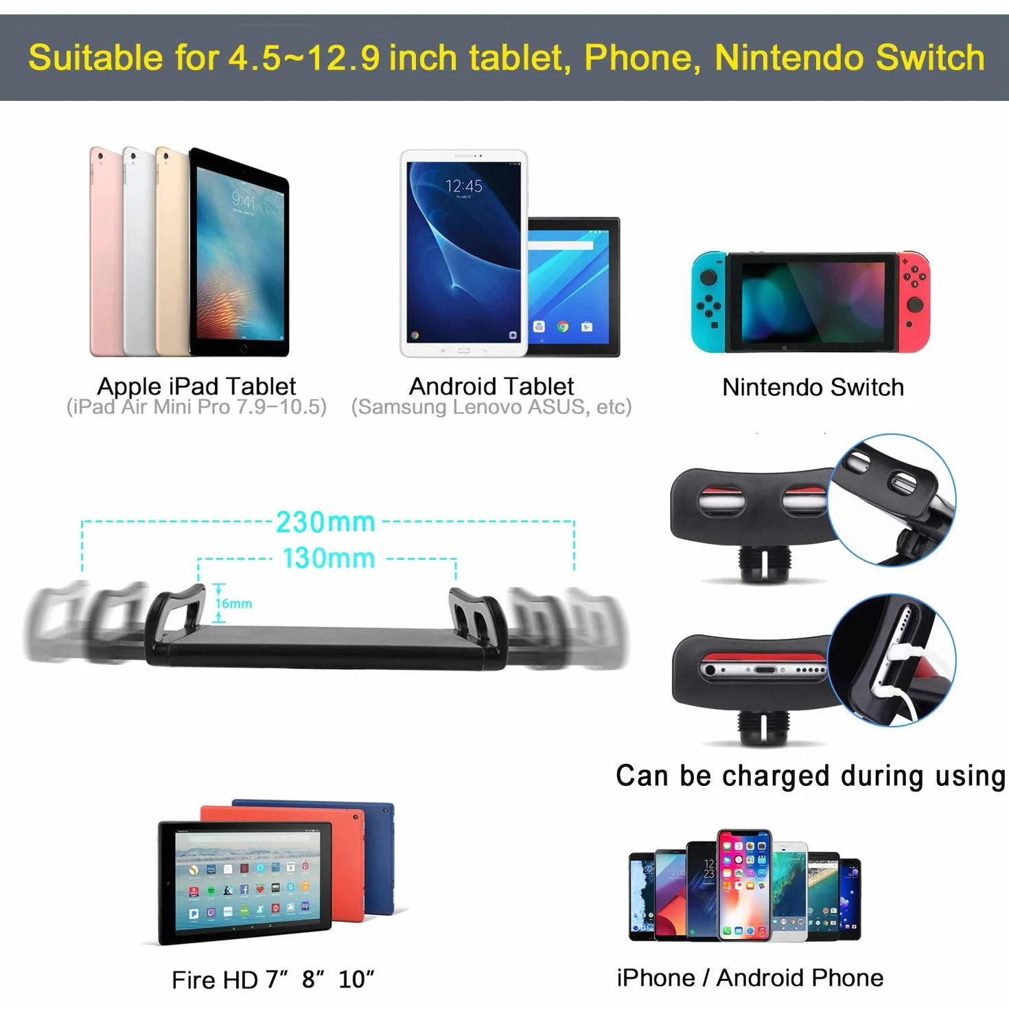 Uchwyt na tablet, stojak na tablet – regulacja wysokości do 67" uchwyt statyw do iPad Air Mini 6 5 4 3 2, iPad Pro 9.7, 10,5, 12,9, tablet, iPhone, tablet i smartfon o przekątnej ekranu 4,5-12,9"