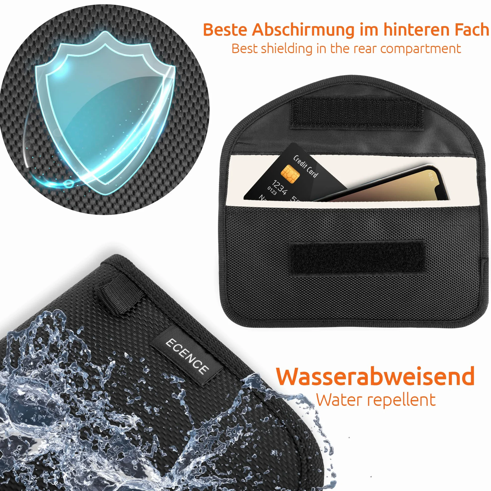 ECENCE 2x Etui RFID chroniÄ…ce przed promieniowaniem telefon komórkowy smartfon bez sygnaÅ‚u radio pokrowiec czarny