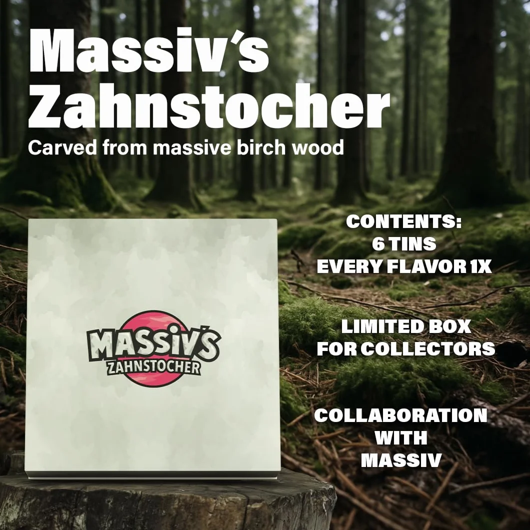 Massiv’s Toothpicks – Smakowe wykałaczki – Zestaw prezentowy 6 sztuk – Wykałaczki owocowe – Wegańskie, bez cukru – Edycja limitowana od rapera Massiv