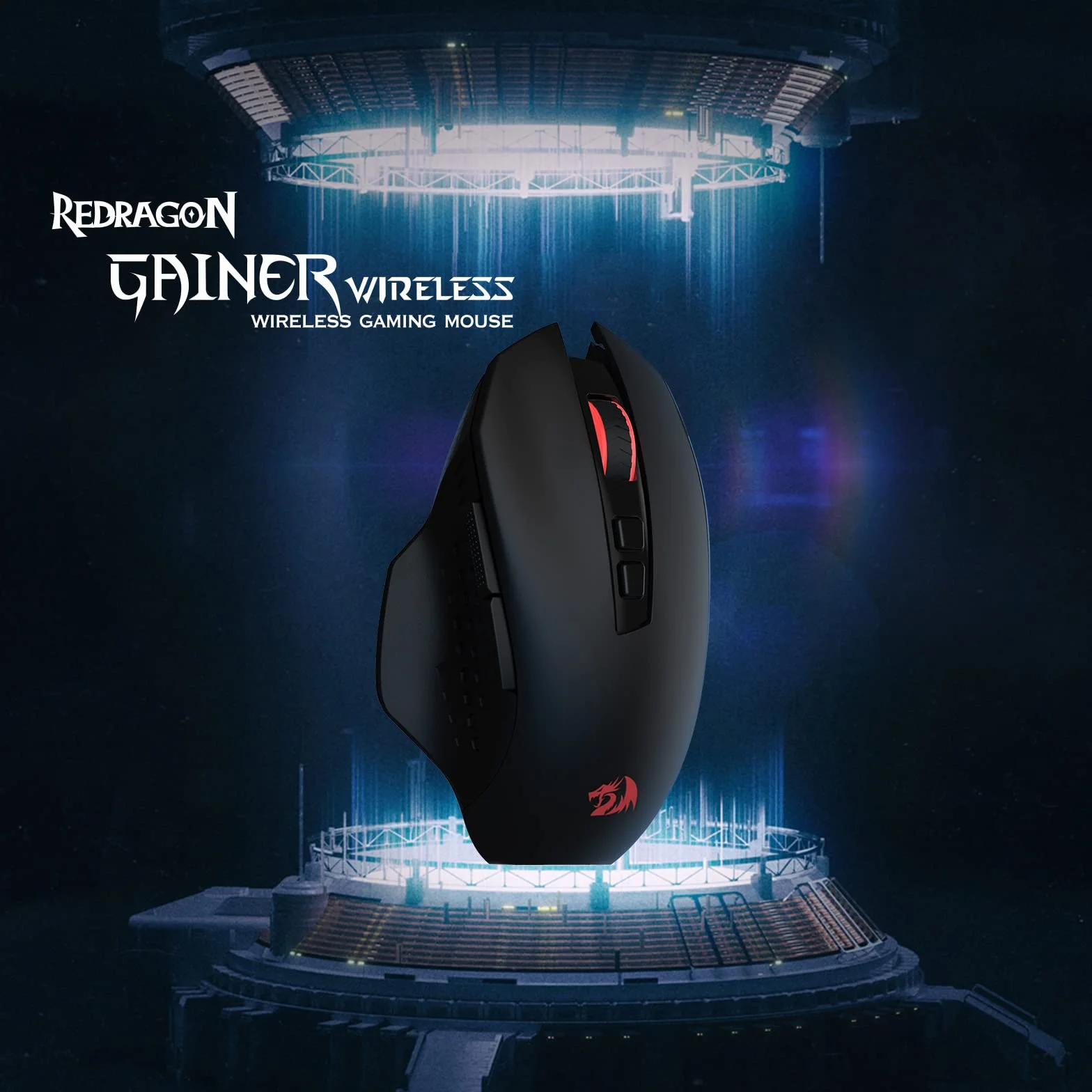 Redragon M656 Gainer bezprzewodowa mysz do gier 4000 DPI 2,4 GHz 5 poziomów DPI 7 przycisków makro czerwone podświetlenie LED