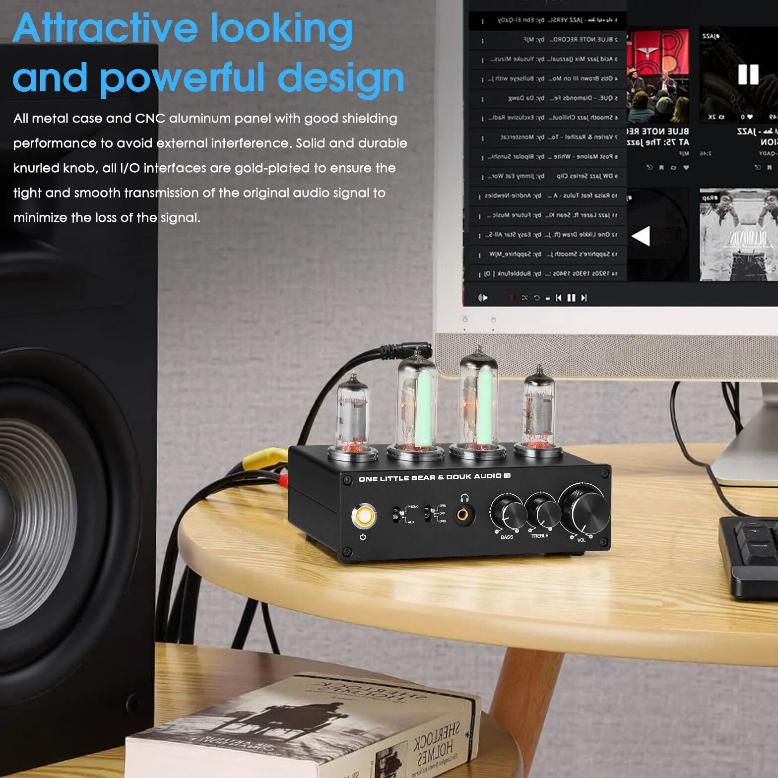 Nobsound HiFi 6E2 przedwzmacniacz rurowy Phono Preamp do MM/MC Turntablebles Headphone Amp