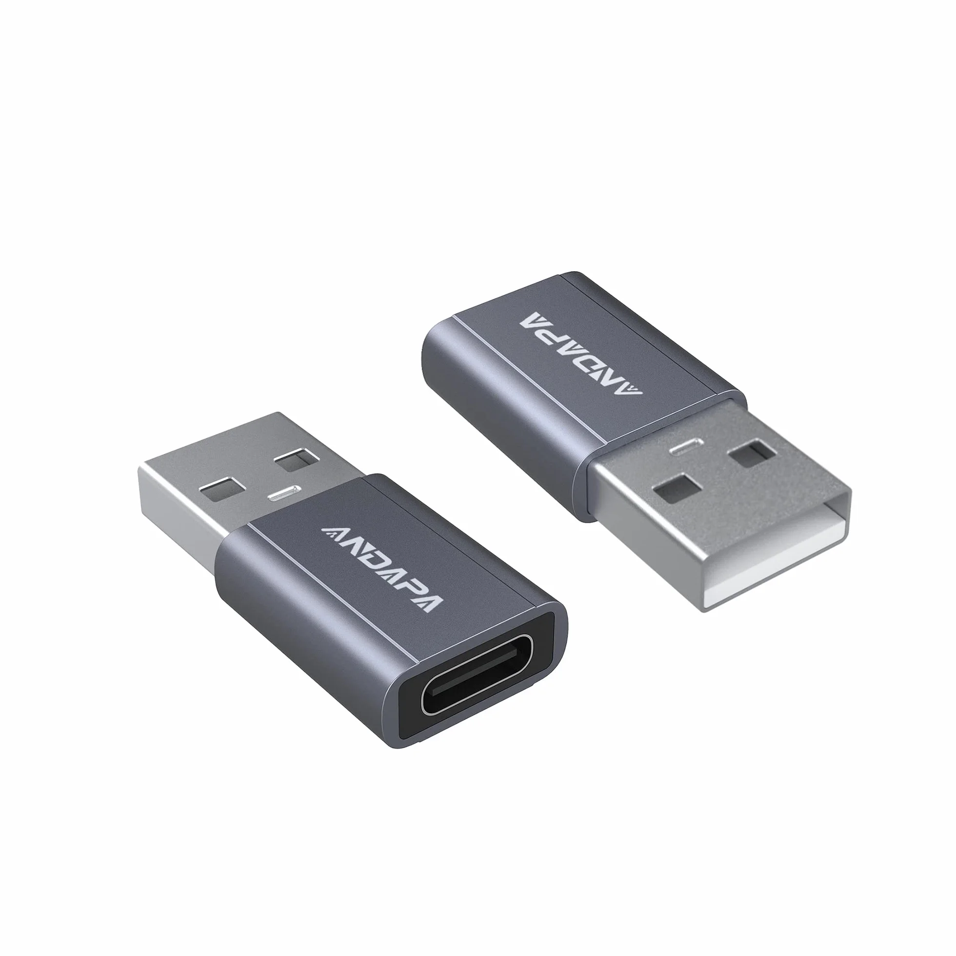 ANDAPA Adapter USB-C na USB (2 sztuki), Kompatybilny z laptopami, ładowarkami i innymi urządzeniami ze standardowymi portami USB
