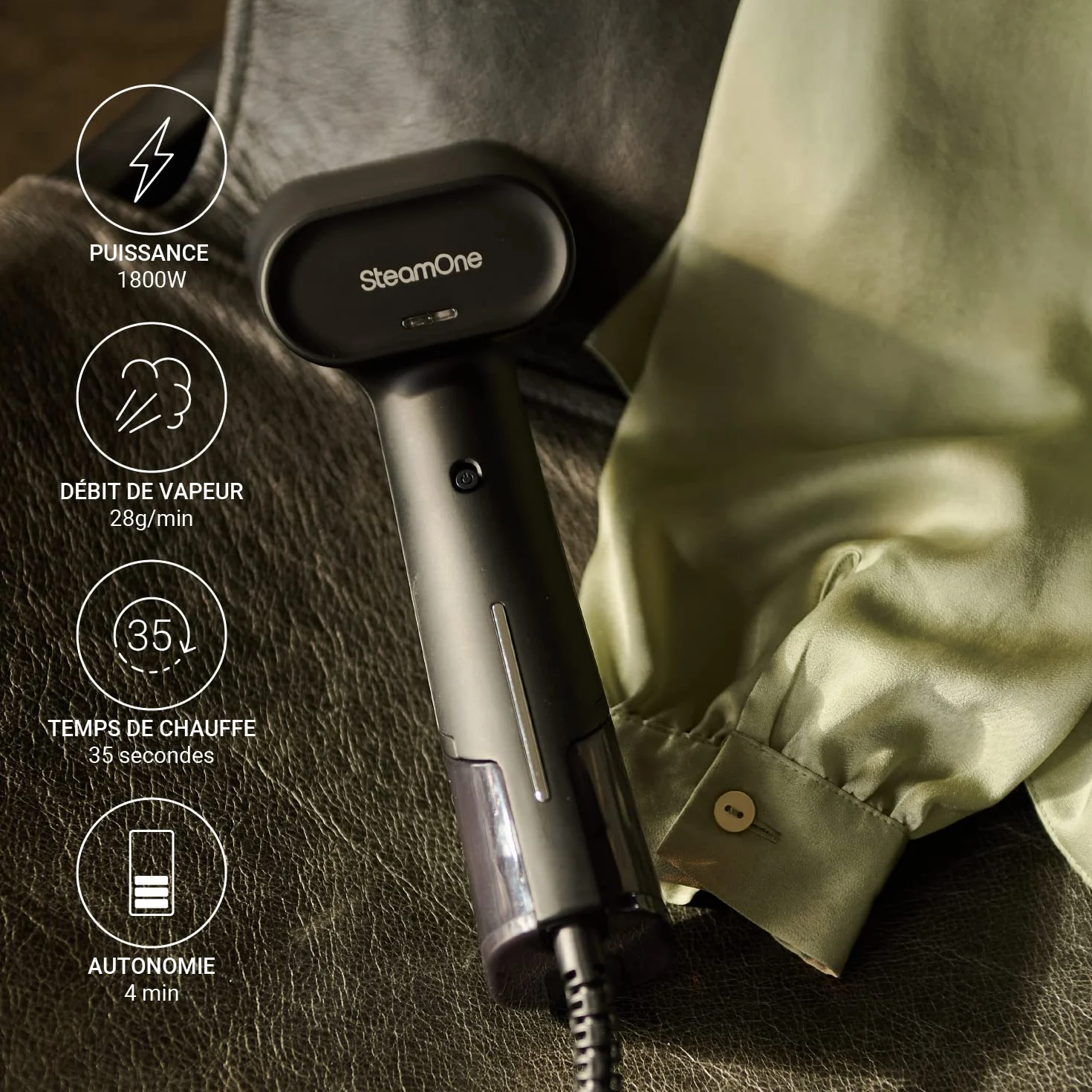 SteamOne Steamer i prasownica parowa 1800 W, 28 g/min EUDTC120B Simon XL – prasownica parowa z autonomią 4 min, zbiornik 120 ml, gotowa do użycia w 35 s - przenośna, do prasowania wszystkich rodzajów