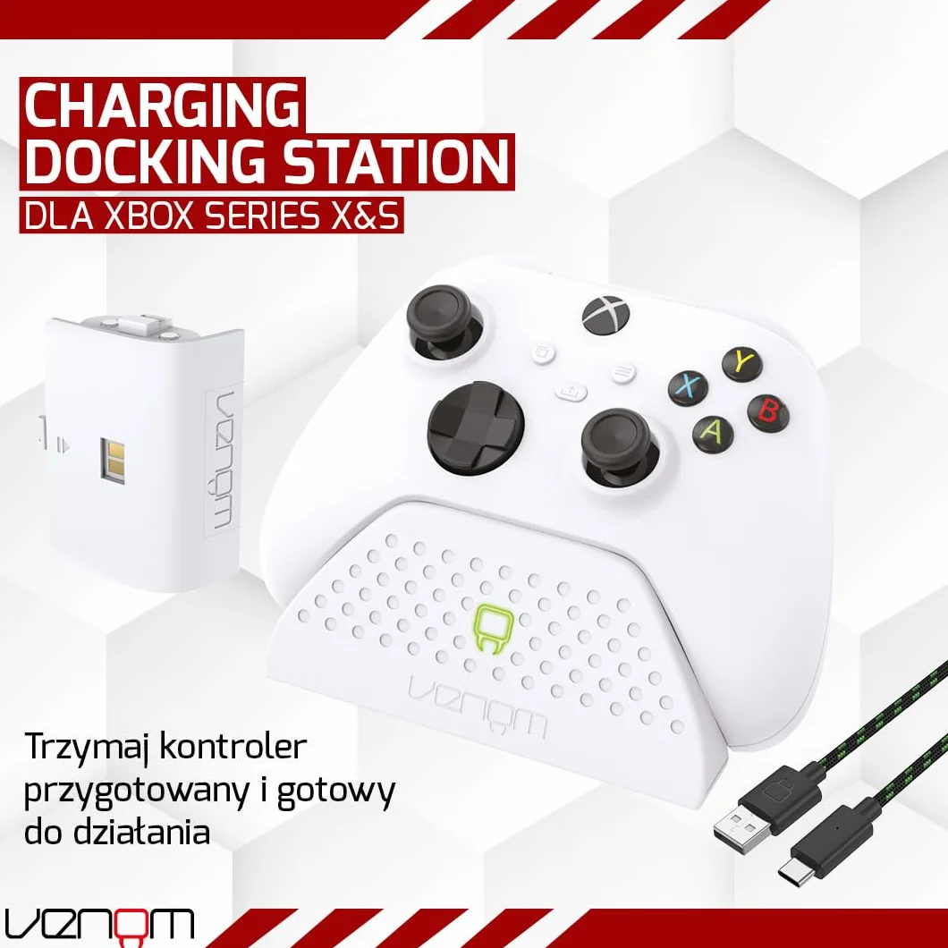 Venom Charging Dock with Rechargeable Battery Pack - White (Xbox Series X & S/Xbox One)