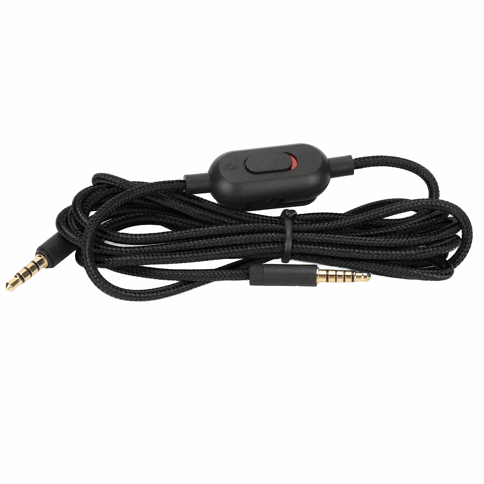 Tkany kabel do słuchawek do gier, z regulacją głośności i przełącznikiem wyciszenia, zamiennik kabla audio Aux, kompatybilny z G Pro G Pro X G433 G233 (czarny)