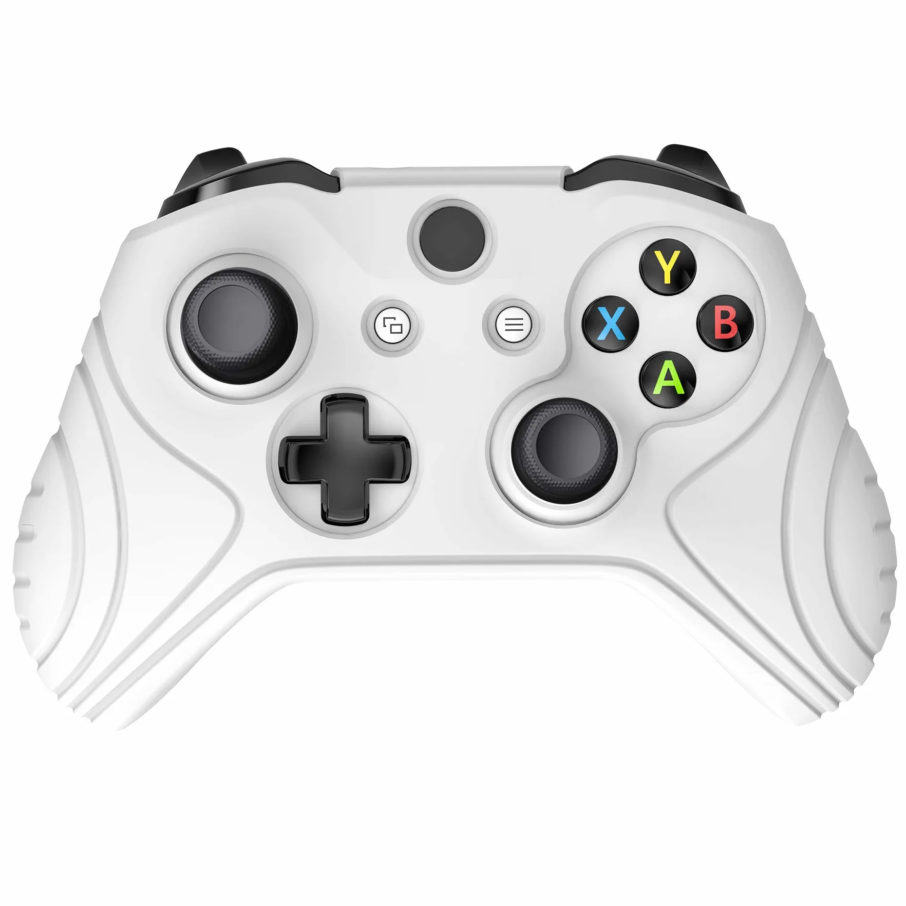 PlayVital Antypoślizgowy Silikonowa Skóra do Xbox One X/S Kontrolera,Ergonomiczna Miękka Gumowa Osłona Ochronna do Xbox One S/X z Nakładkami na Kciuki-Biały(Edycja Samuraja)