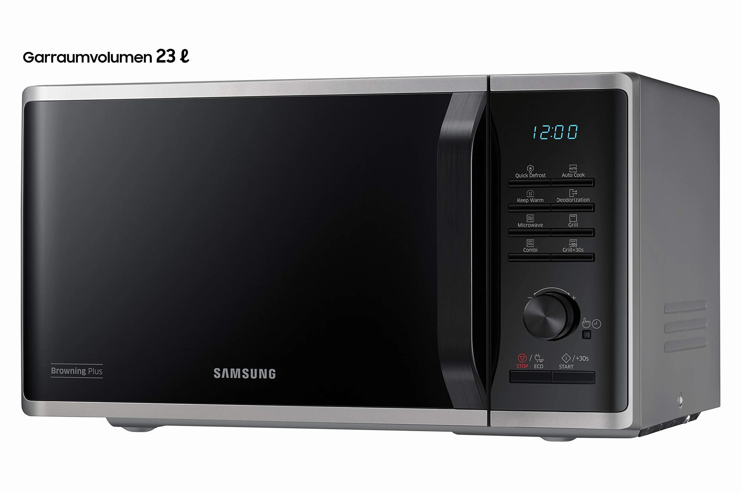 Samsung MG2AK3515AS/EG kuchenka mikrofalowa z grillem, 800 W, 23 komora gotowania, szerokość 48,9 cm, Quick Defrost, 27 programów automatycznych, kolor srebrny