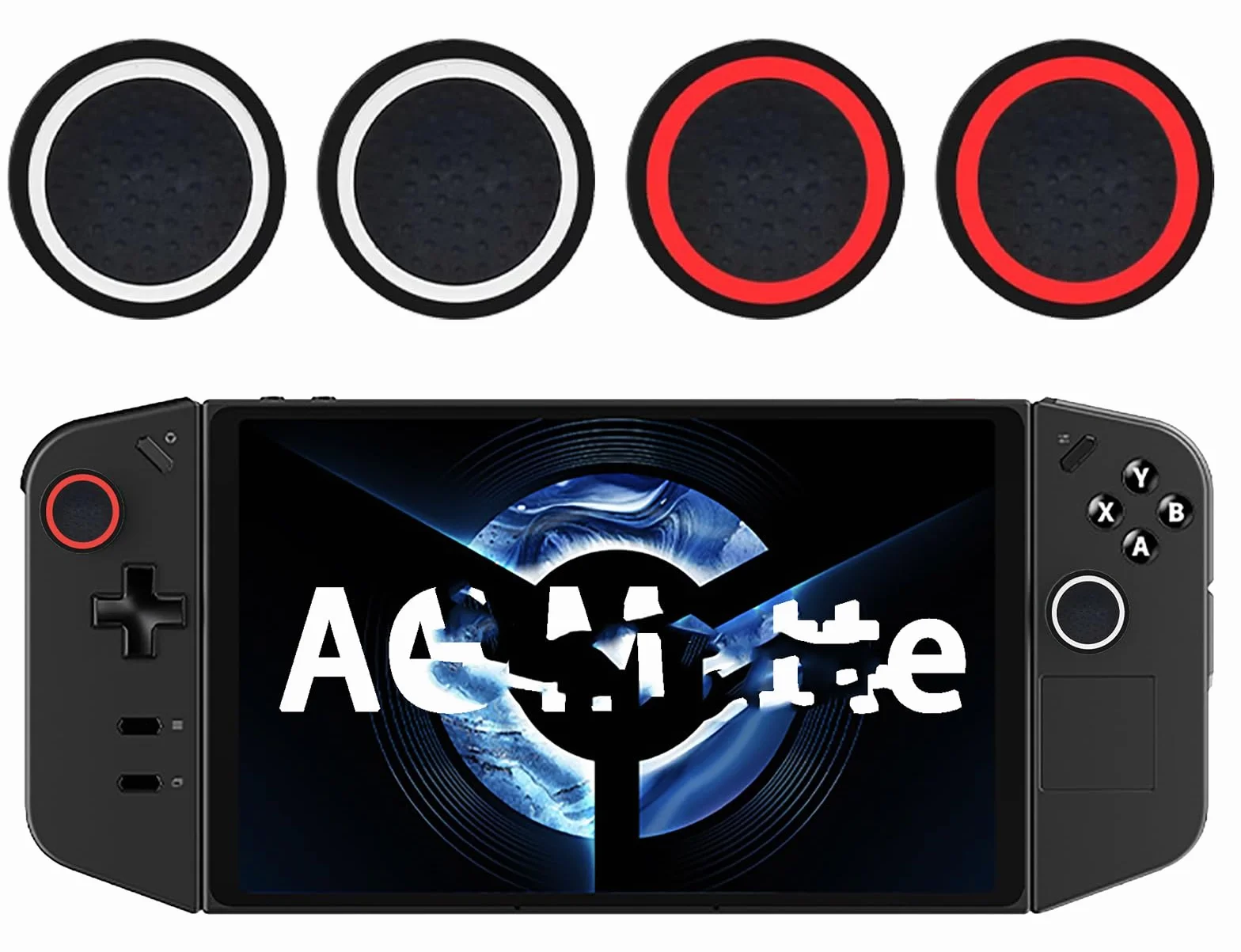 GIOPUEY Nakładki na joystick kompatybilne z Lenovo Legion Go, 4 sztuki, silikonowe nakładki ochronne, miękkie, antypoślizgowe - czarny/czerwony + czarny/biały
