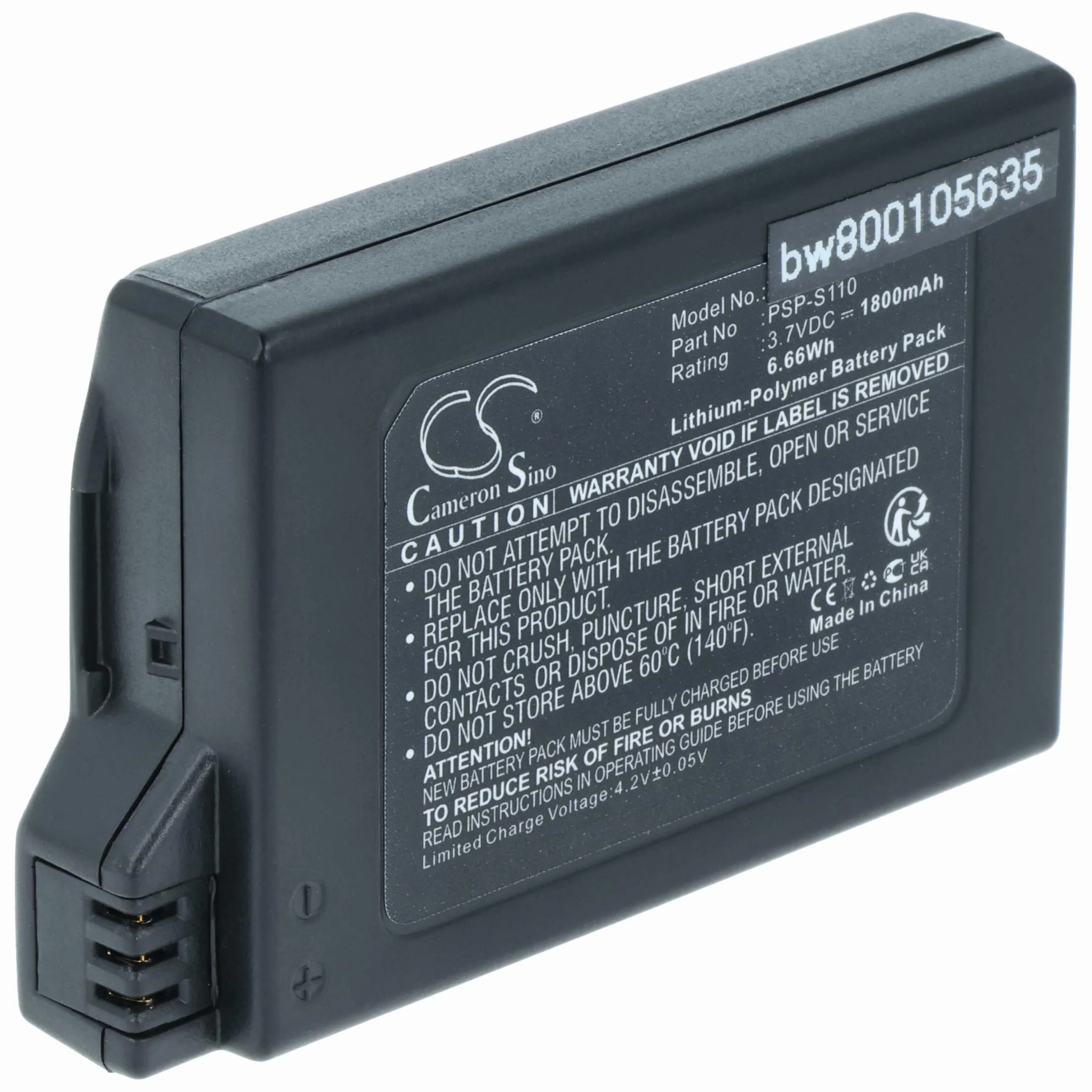 vhbw Bateria kompatybilny z Sony Brite PSP-3000, PSP-3001, PSP-3002, PSP-3004 konsola do gier (1800 mAh, 3,7 V, litowo-polimerowa)