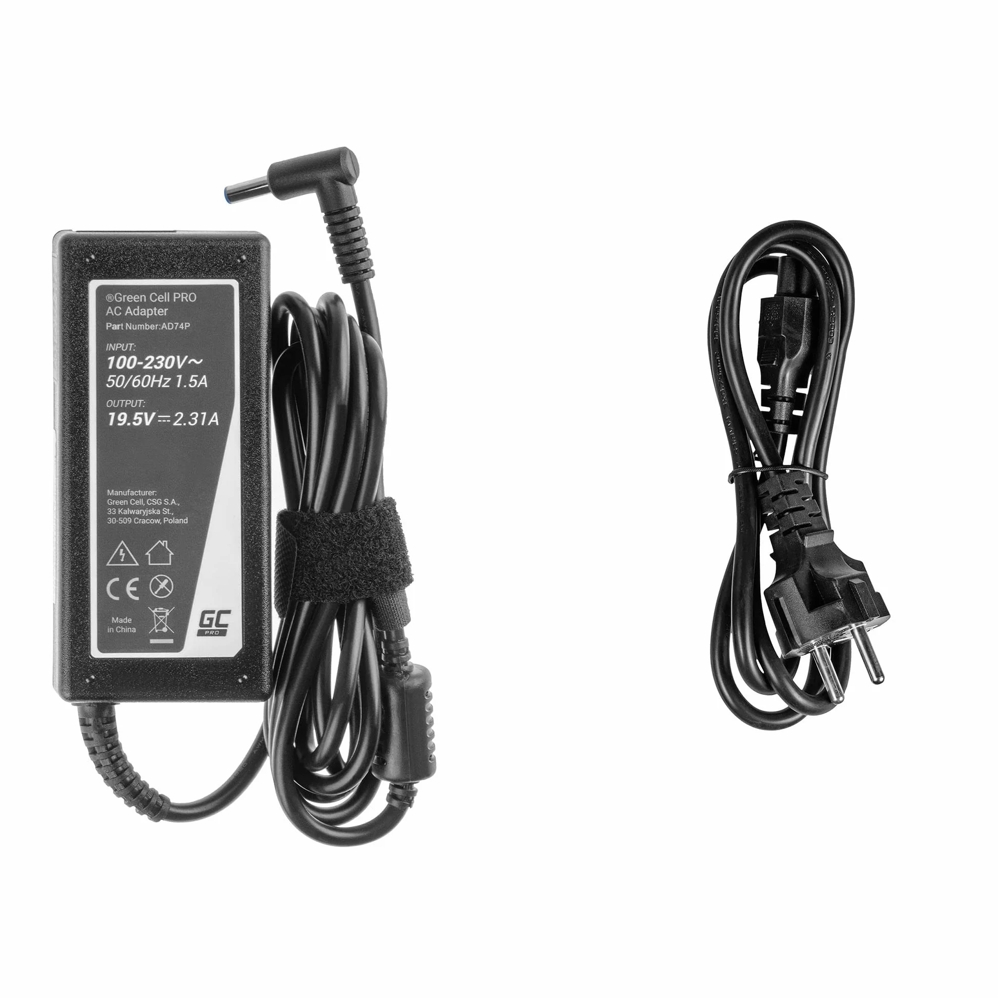 GreenCell PRO zasilacz do HP Envy x360 15-U010DX 15-U011DX 15-U050CA 15-U110DX 15-U11DX ładowarka do laptopa z kablem zasilającym (19,5V 2,31A 45W)